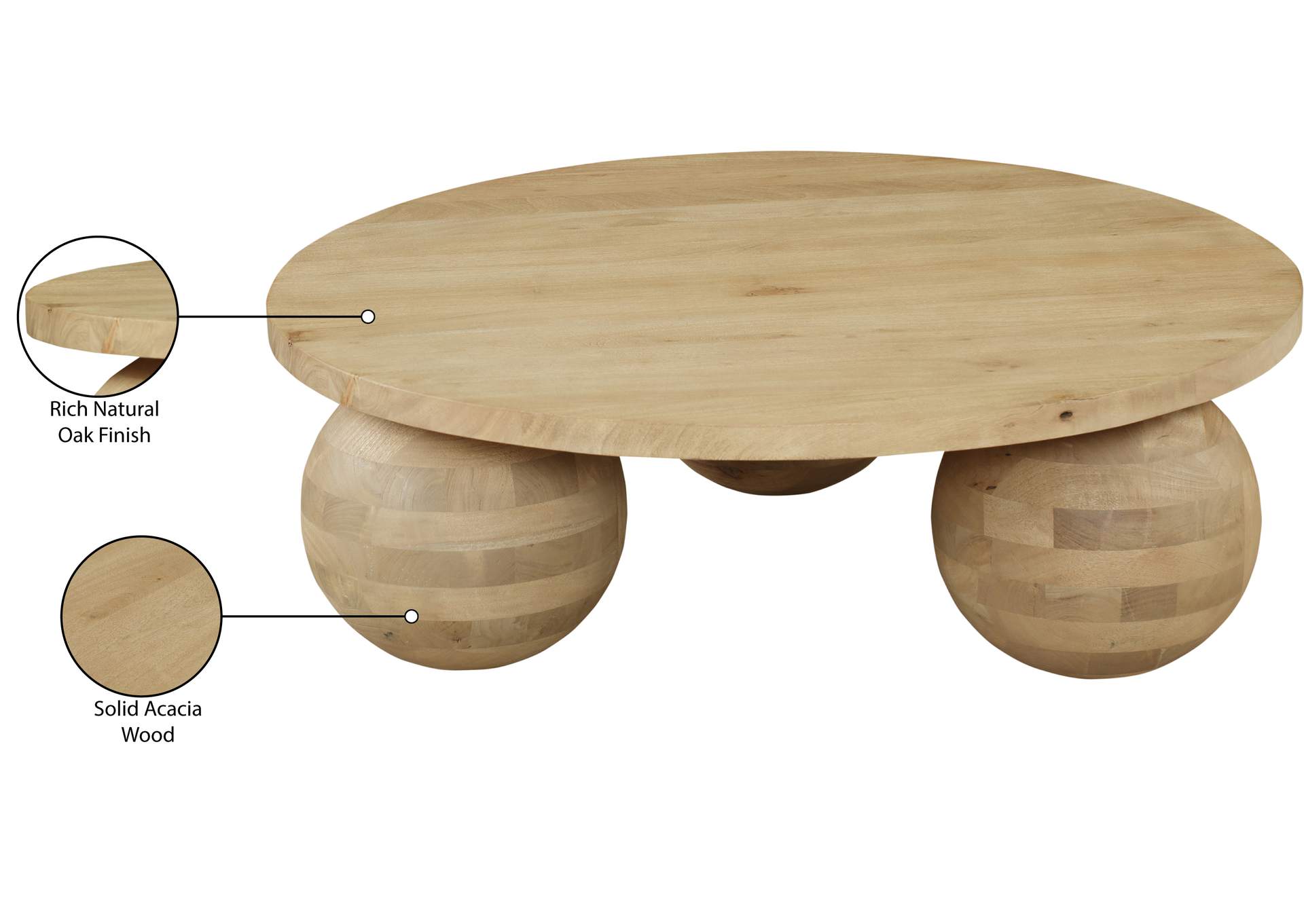 Spherical Natural Oak Coffee Table,Meridian Furniture