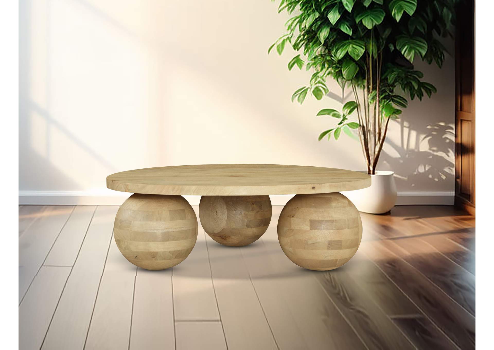 Spherical Natural Oak Coffee Table,Meridian Furniture