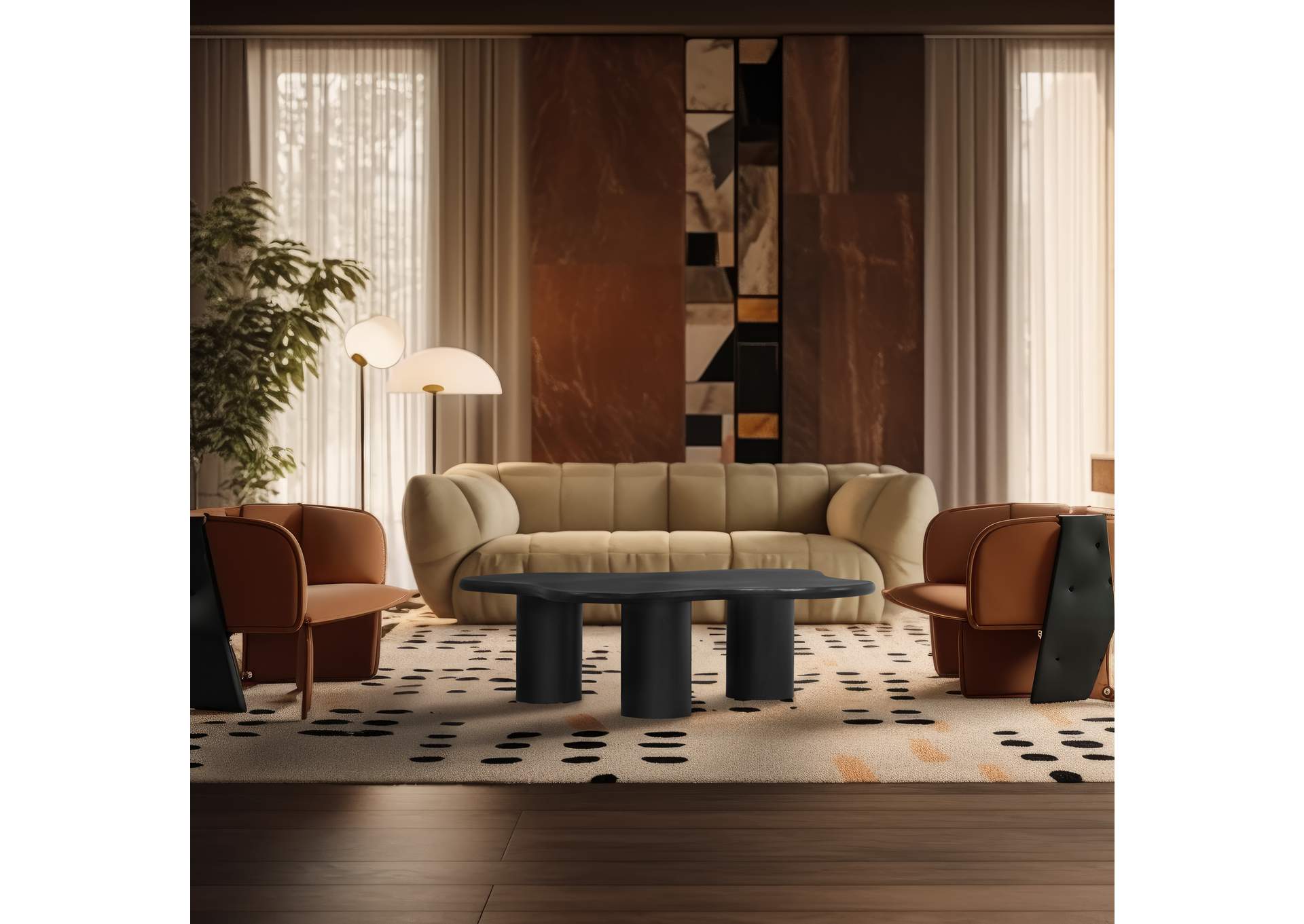 Romaine Black Coffee Table,Meridian Furniture