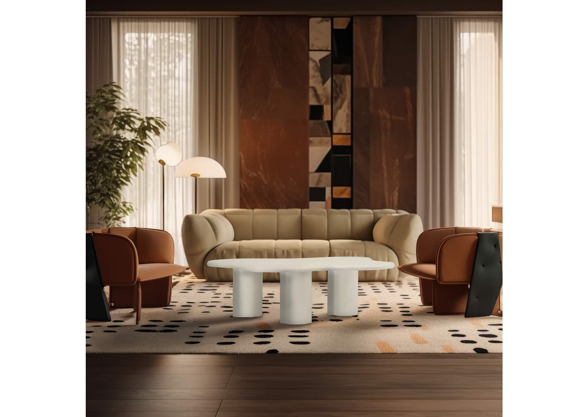 Romaine Cream Coffee Table,Meridian Furniture