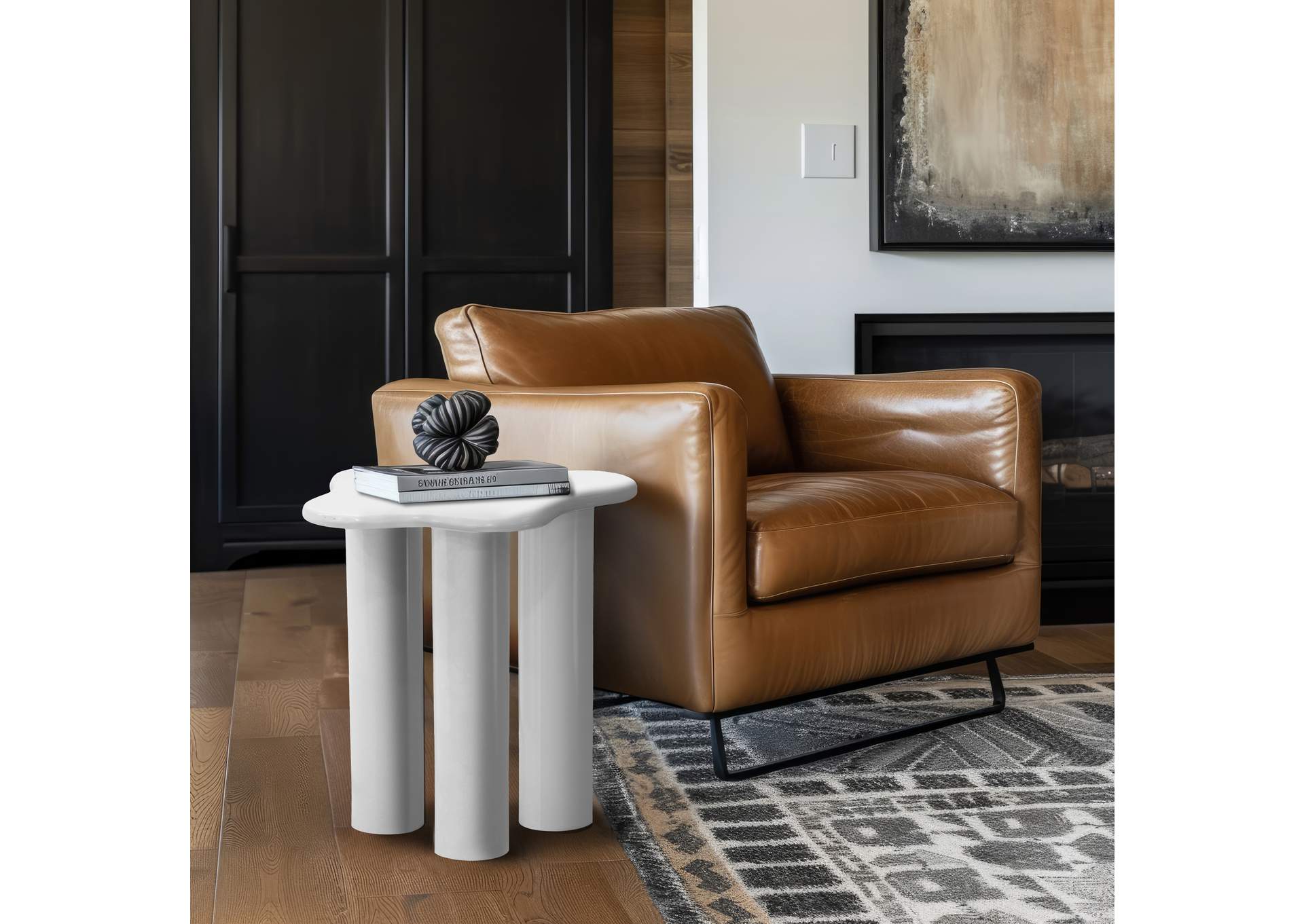 Romaine White End Table,Meridian Furniture