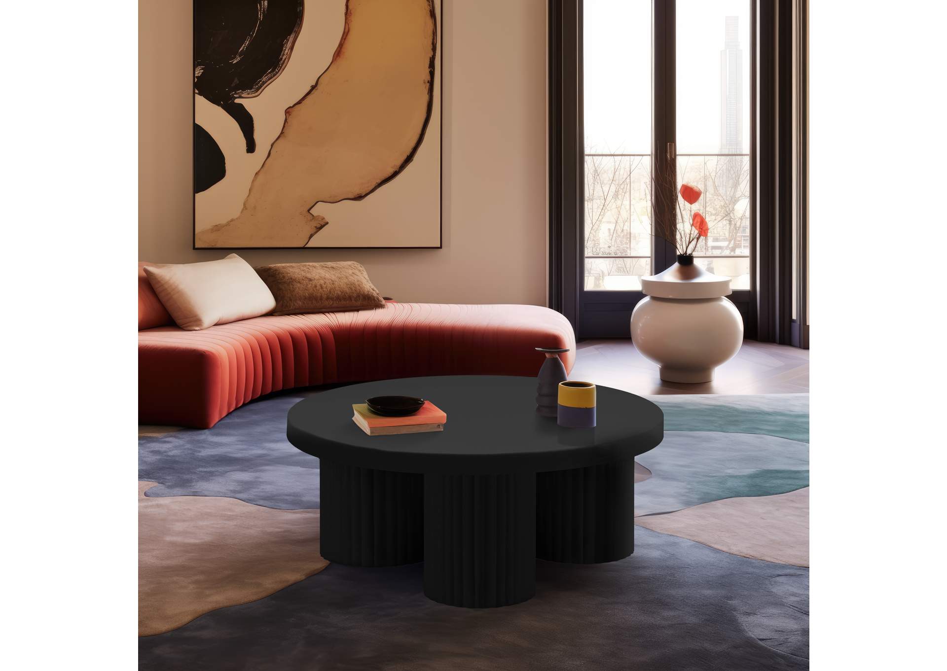 Rhodes Black Coffee Table,Meridian Furniture