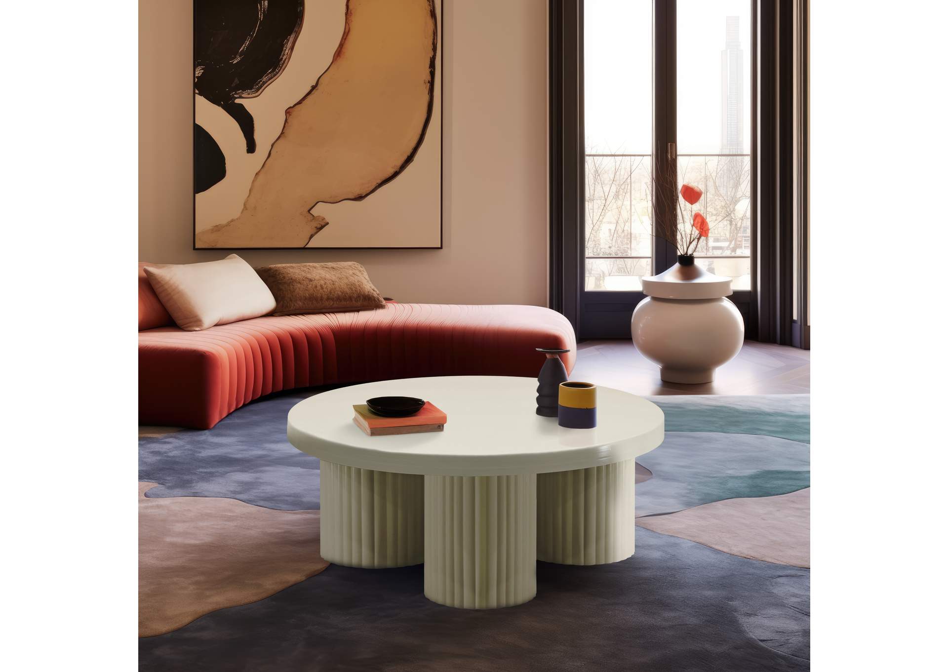 Rhodes Cream Coffee Table,Meridian Furniture