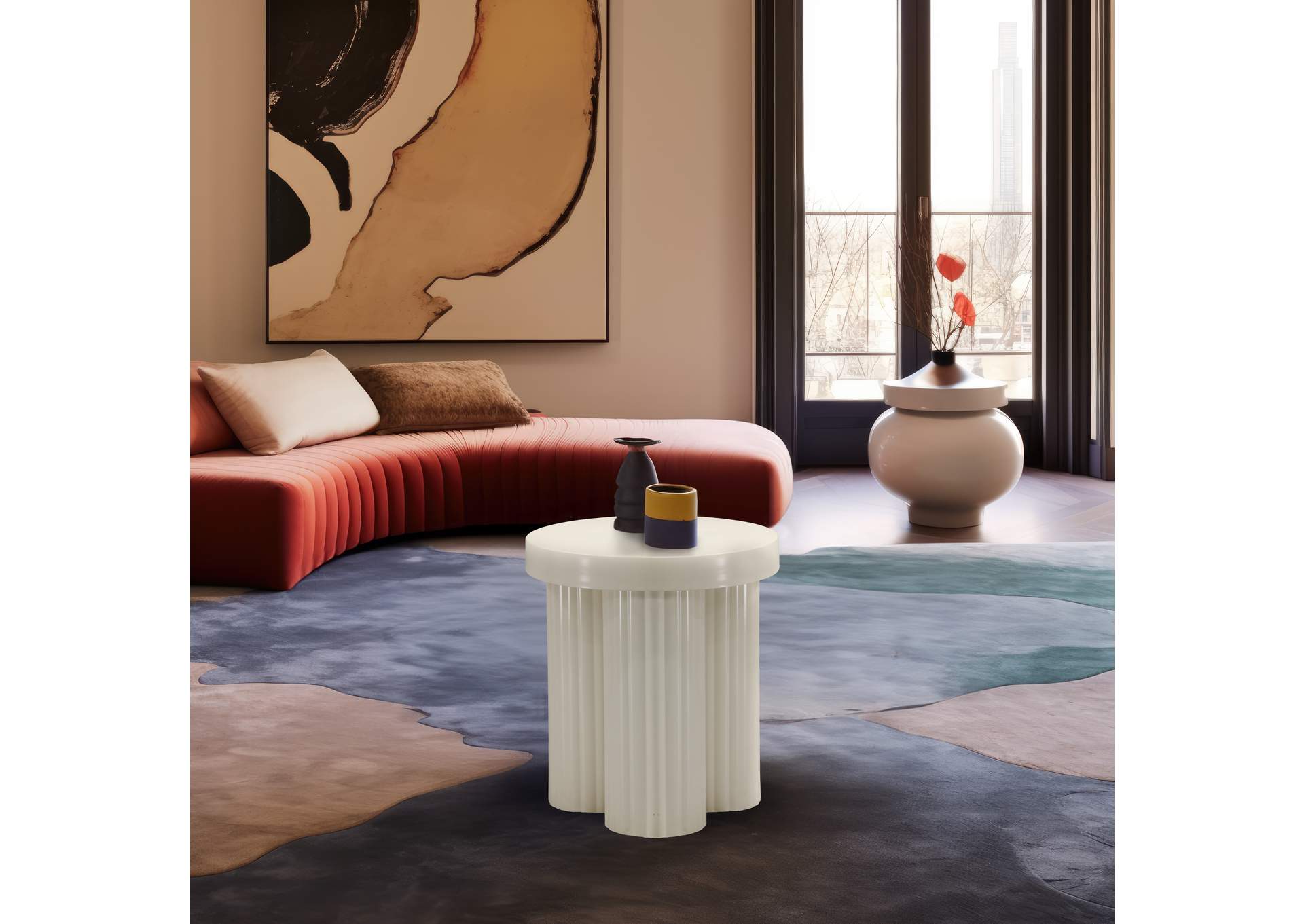 Rhodes Cream End Table,Meridian Furniture