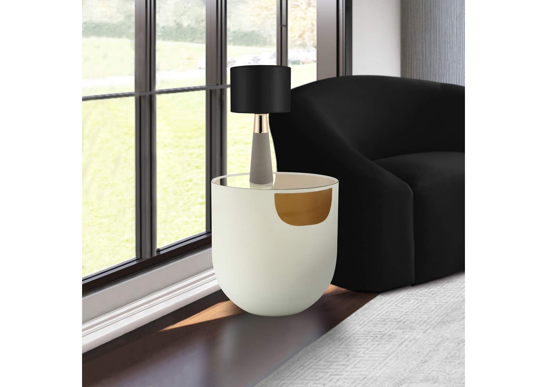 Doma Cream - Gold End Table,Meridian Furniture