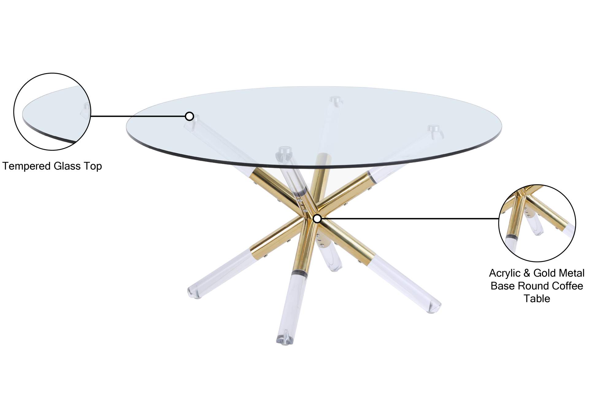 Mercury Acrylic - Gold Coffee Table,Meridian Furniture