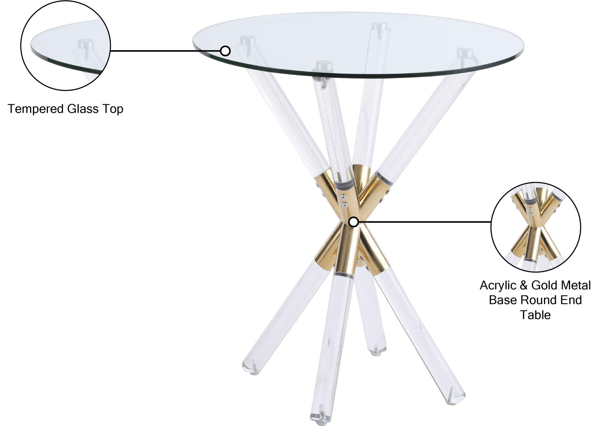 Mercury Acrylic - Gold End Table,Meridian Furniture