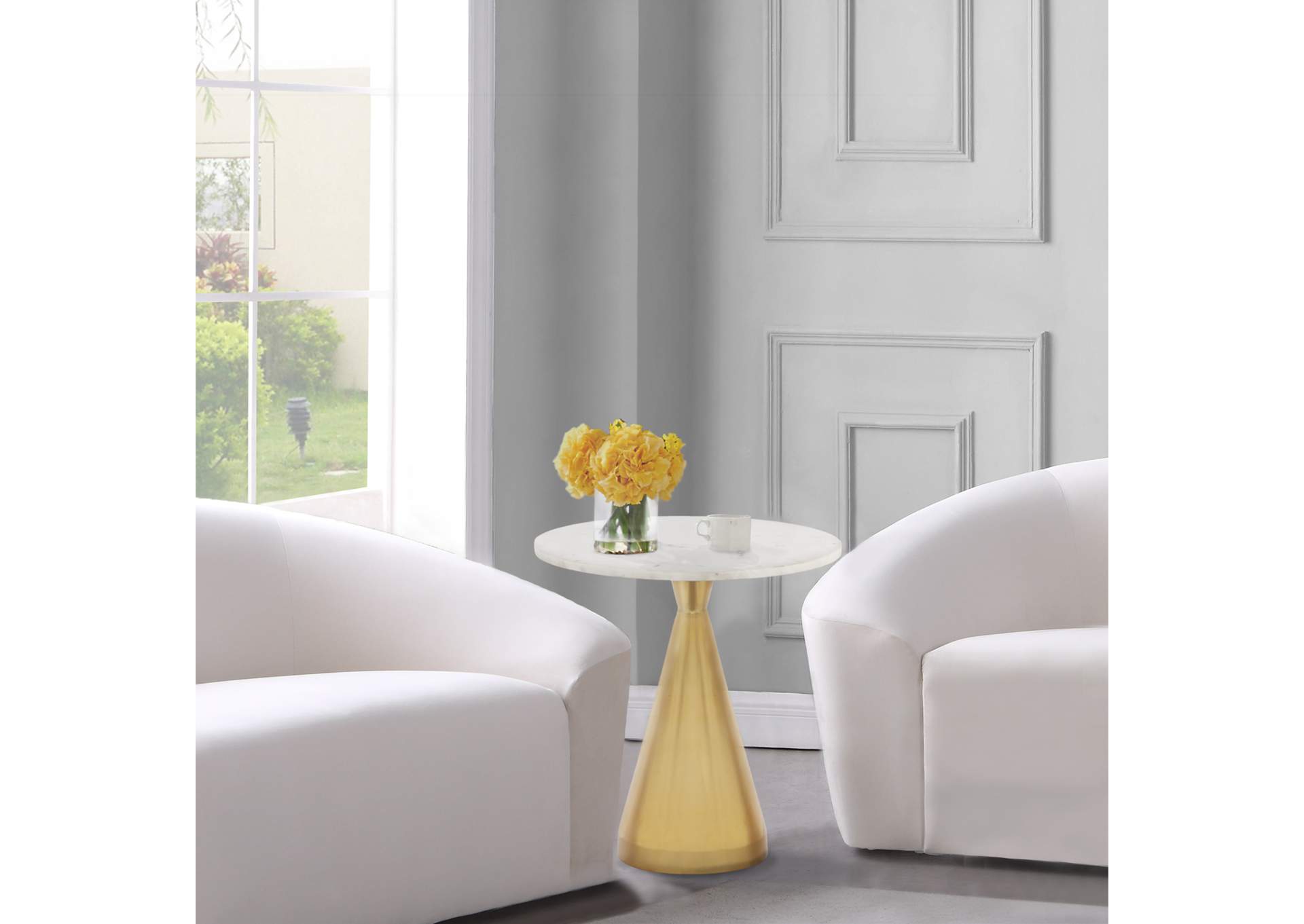 Emery White Marble End Table,Meridian Furniture