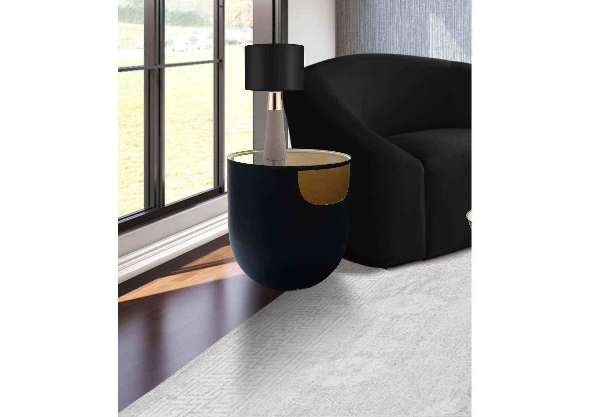 Doma Black - Gold End Table,Meridian Furniture