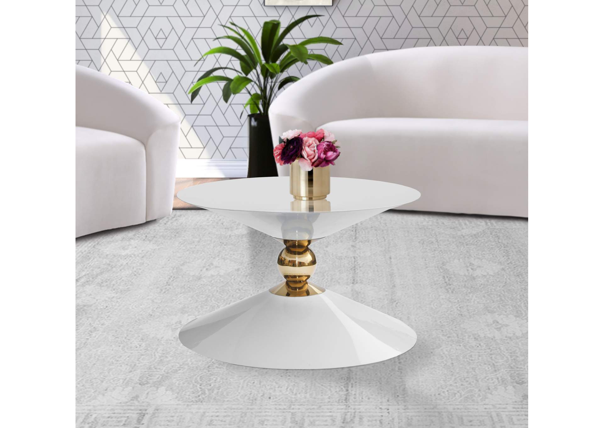 Malia White - Gold Coffee Table,Meridian Furniture