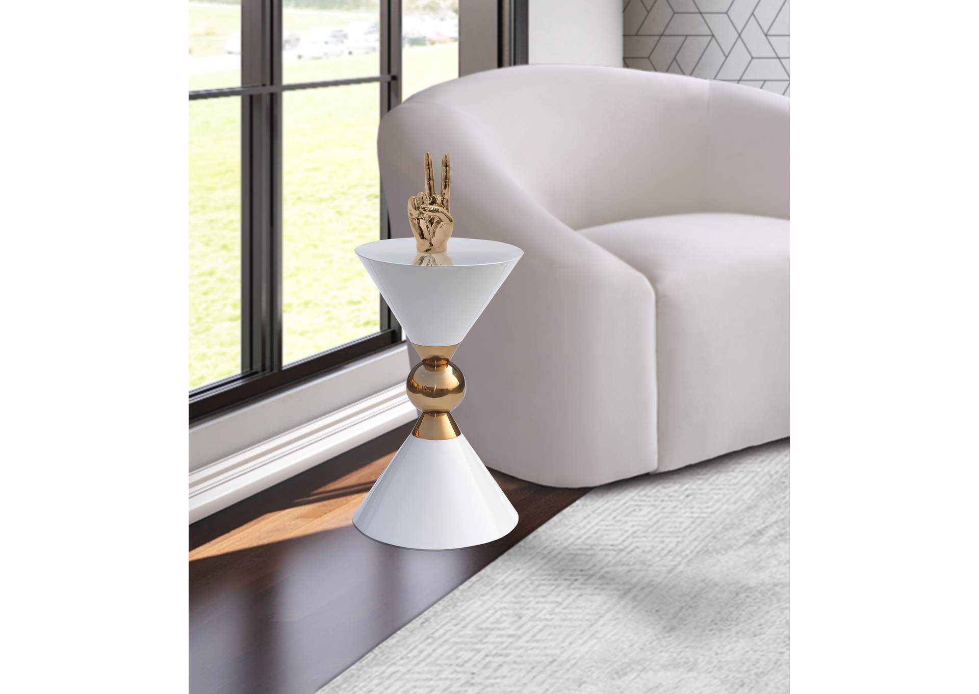 Malia White - Gold End Table,Meridian Furniture