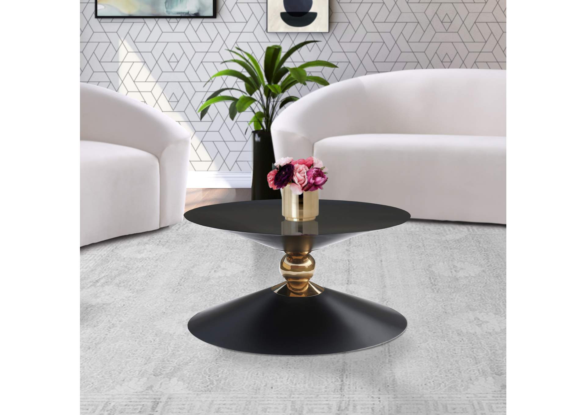 Malia Black - Gold Coffee Table,Meridian Furniture