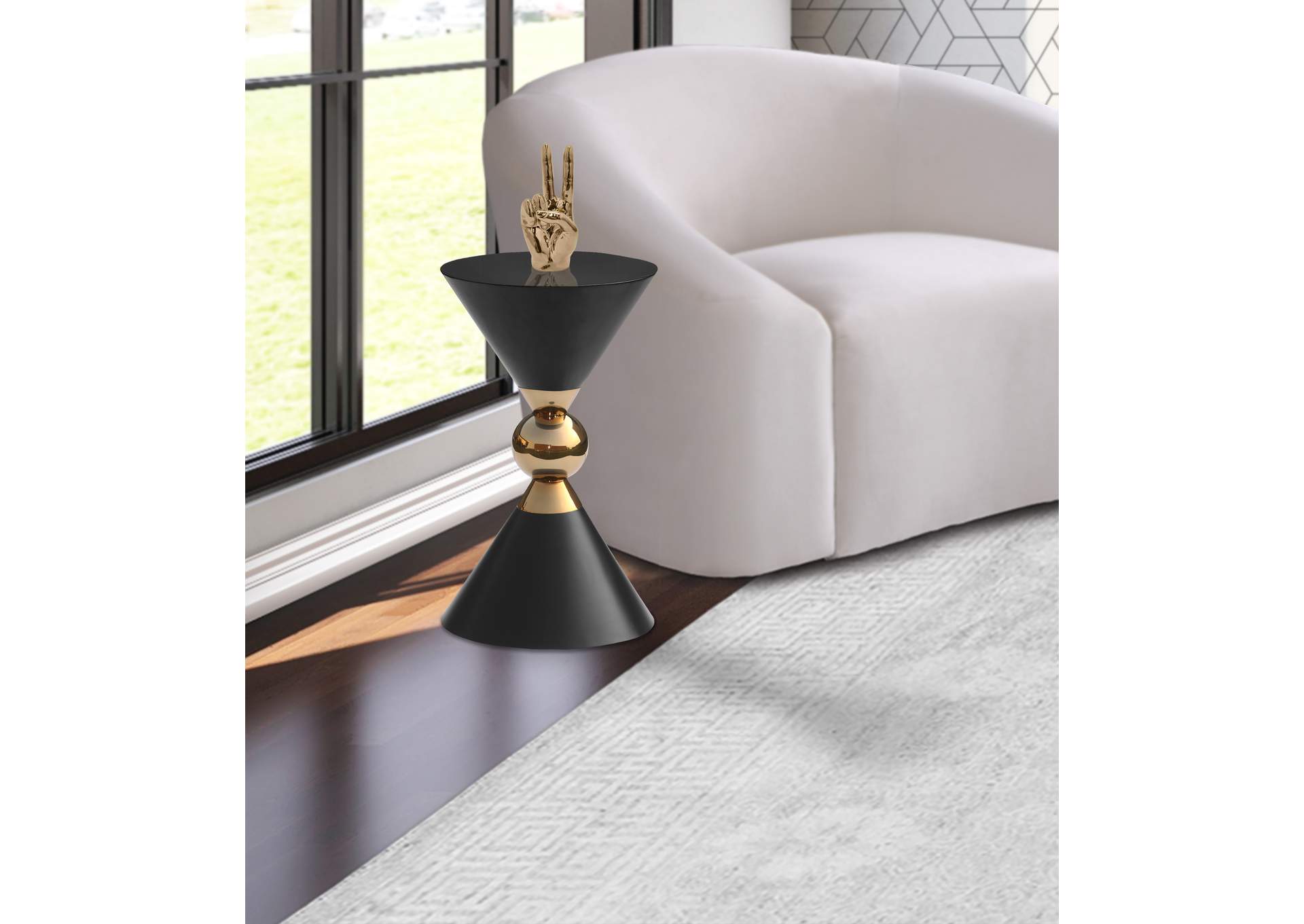 Malia Black - Gold End Table,Meridian Furniture