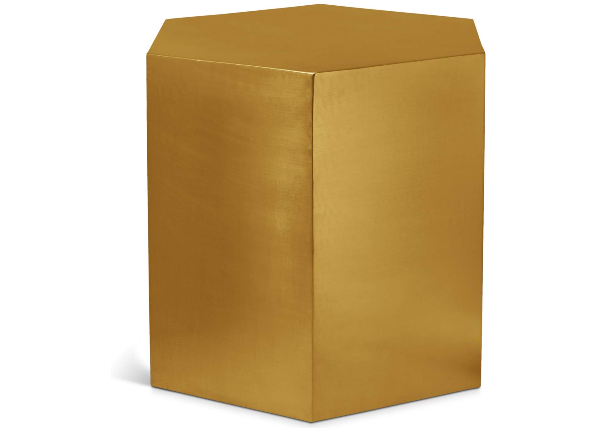 Hexagon Brushed Gold End Table,Meridian Furniture