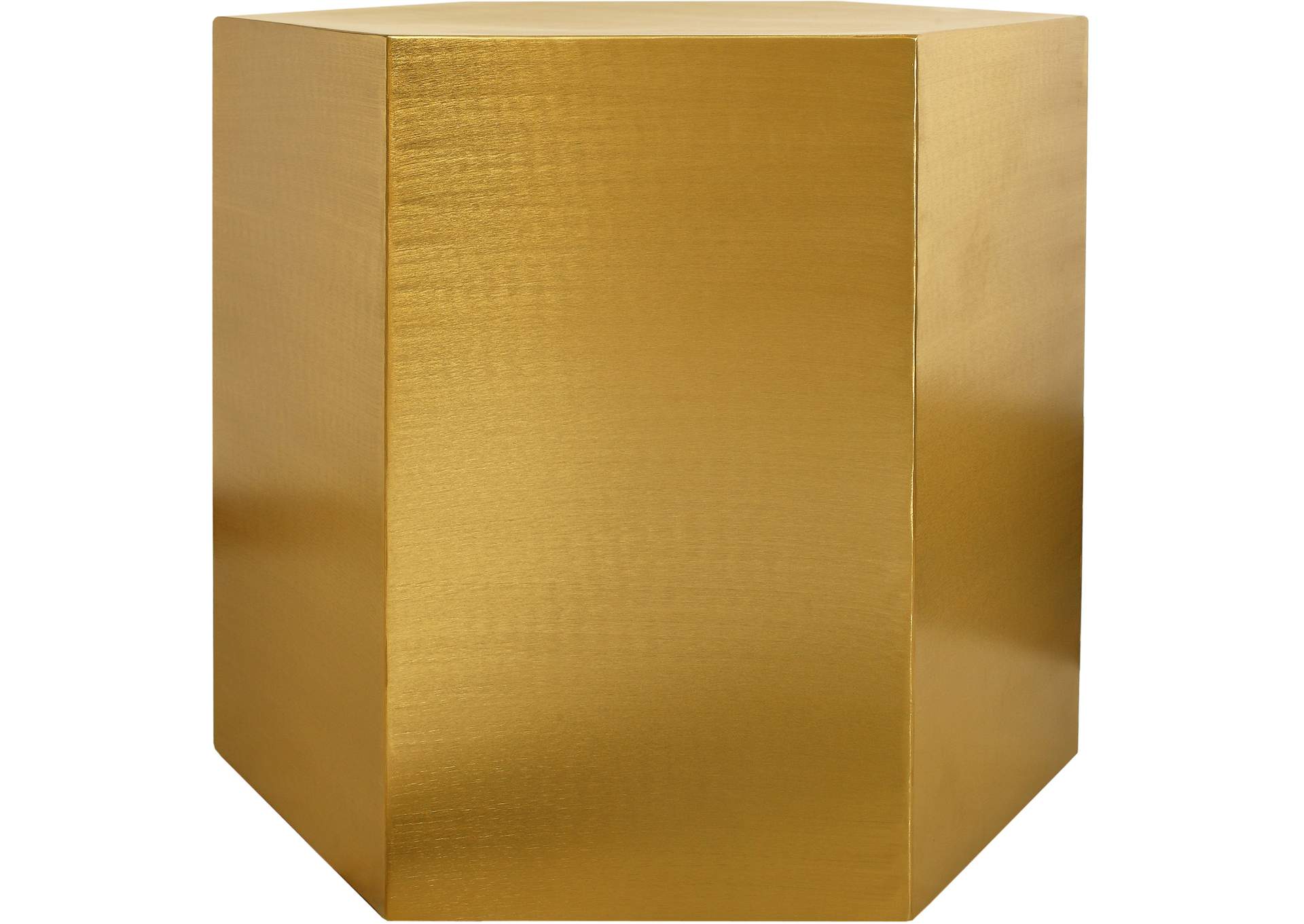 Hexagon Brushed Gold End Table,Meridian Furniture