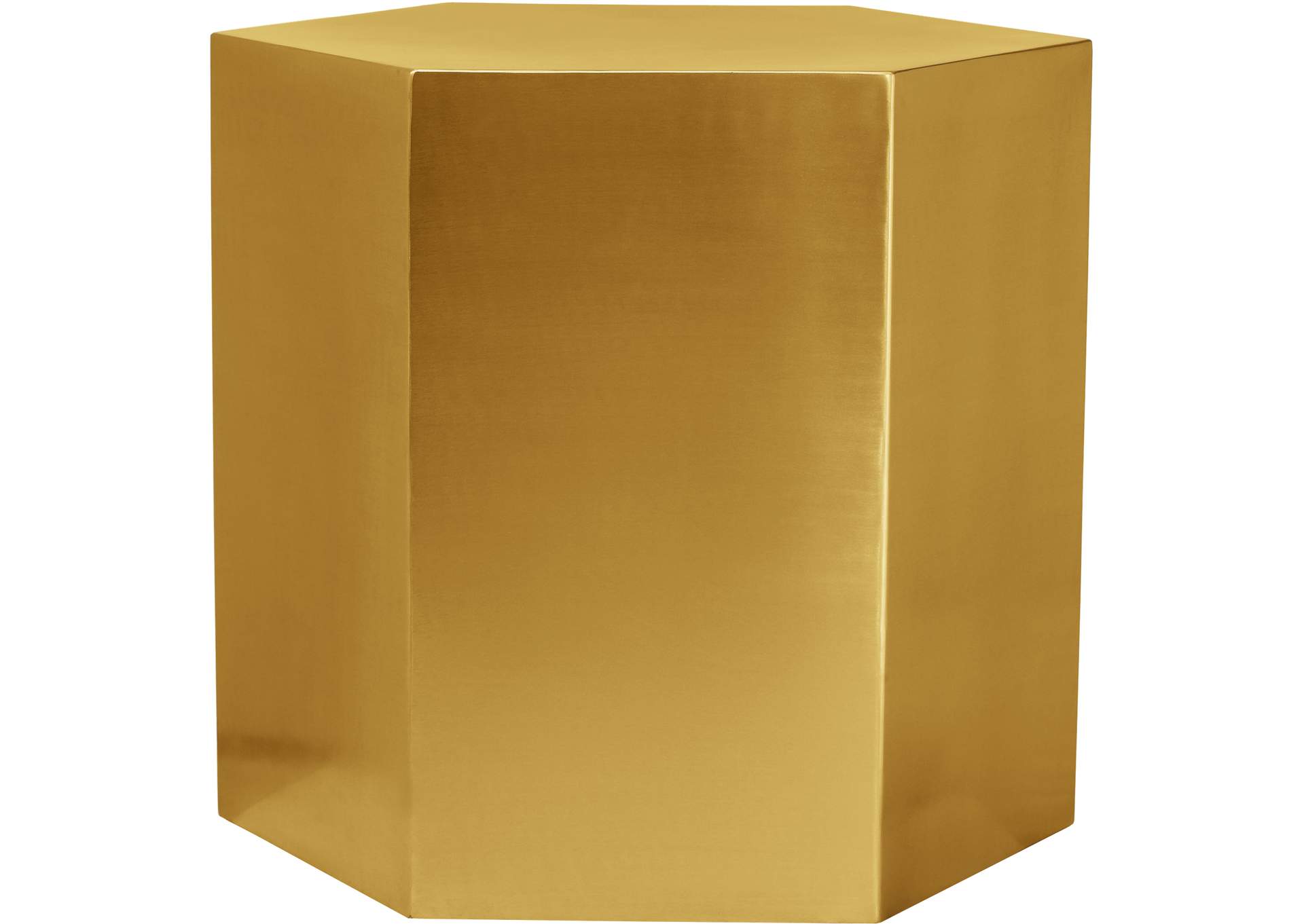 Hexagon Brushed Gold End Table,Meridian Furniture