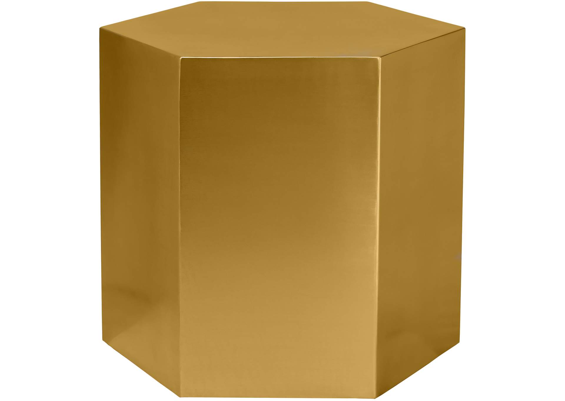 Hexagon Brushed Gold End Table,Meridian Furniture