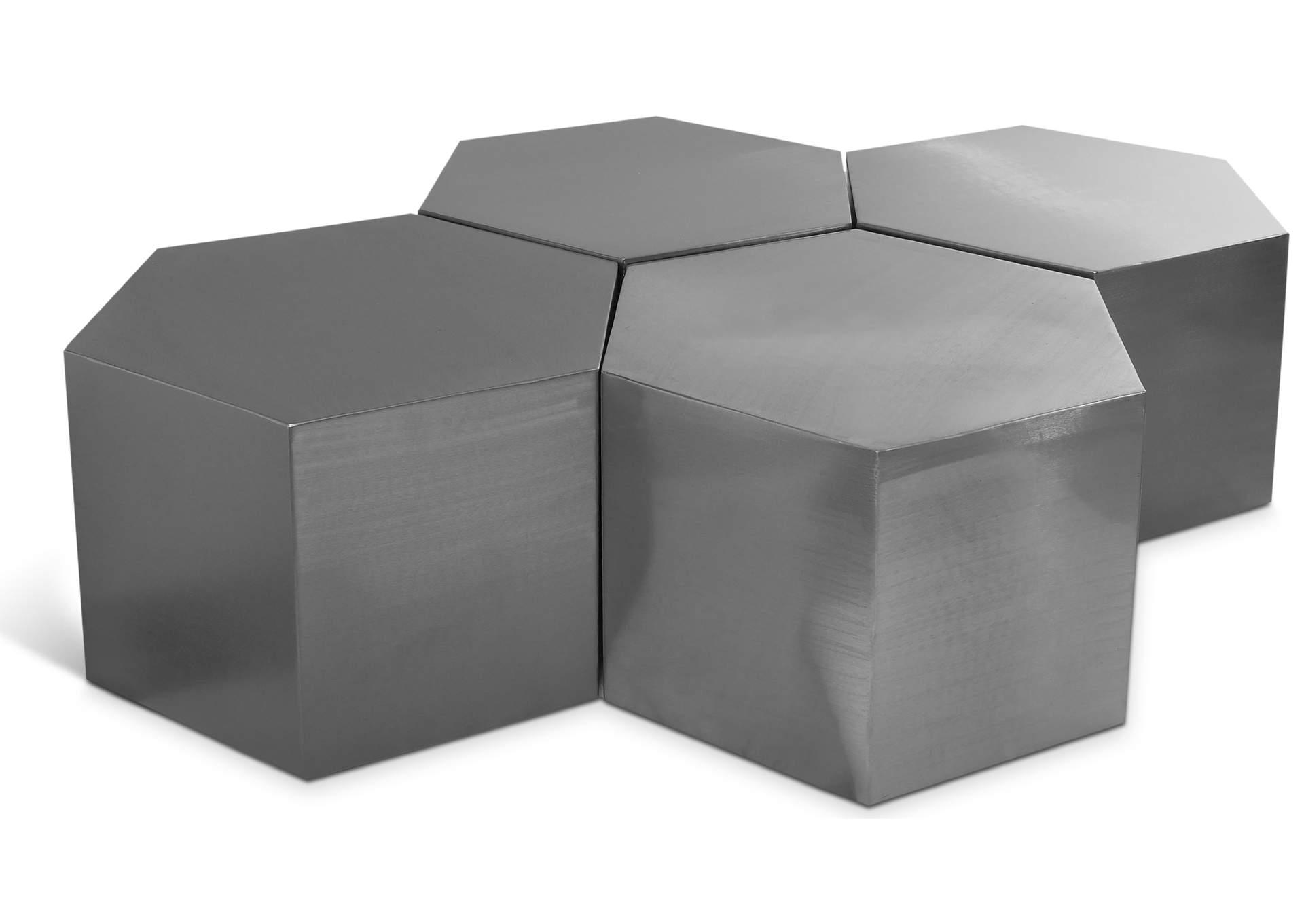 Hexagon Brushed Chrome Coffee Table,Meridian Furniture