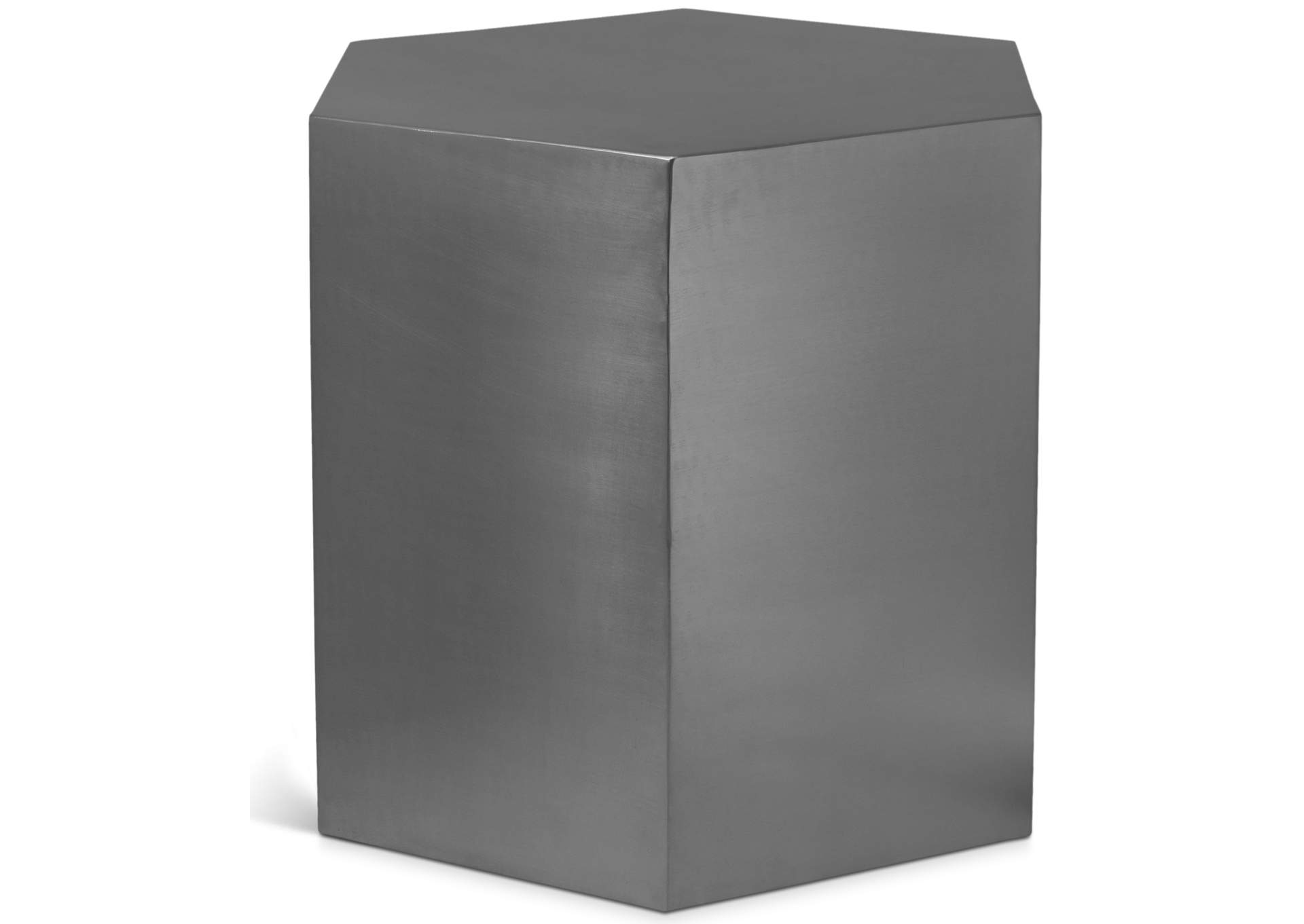 Hexagon Brushed Chrome End Table,Meridian Furniture