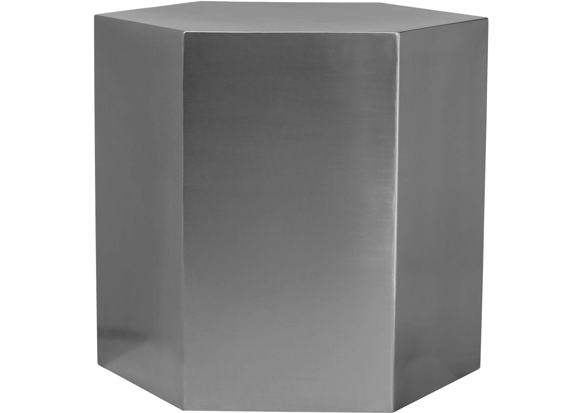 Hexagon Brushed Chrome End Table,Meridian Furniture