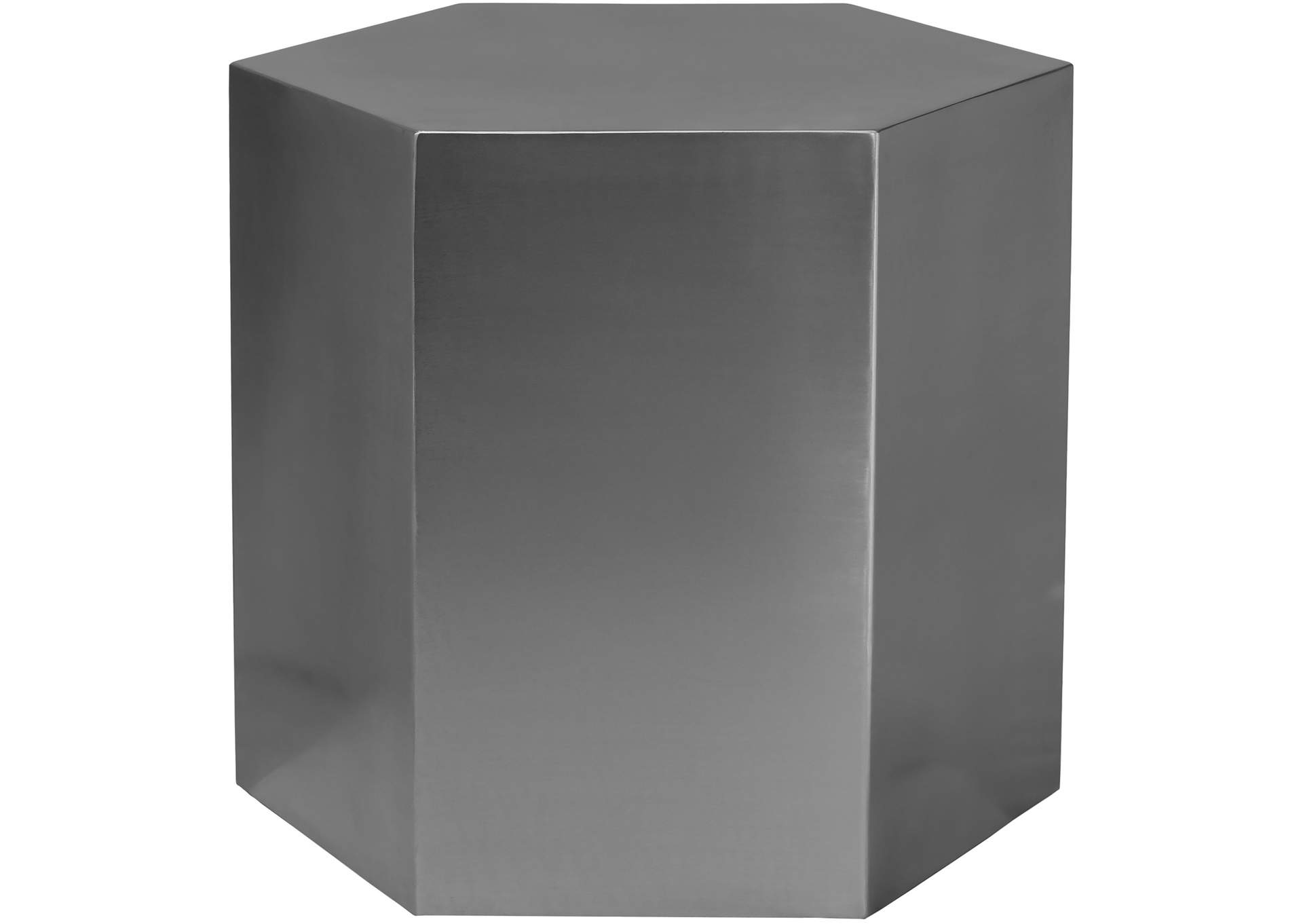 Hexagon Brushed Chrome End Table,Meridian Furniture