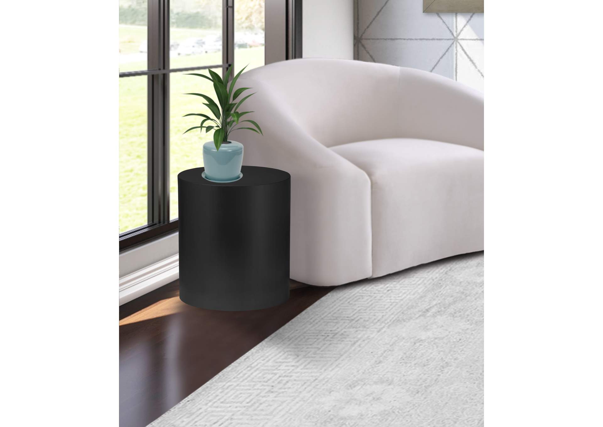 Cylinder Matte Black End Table,Meridian Furniture