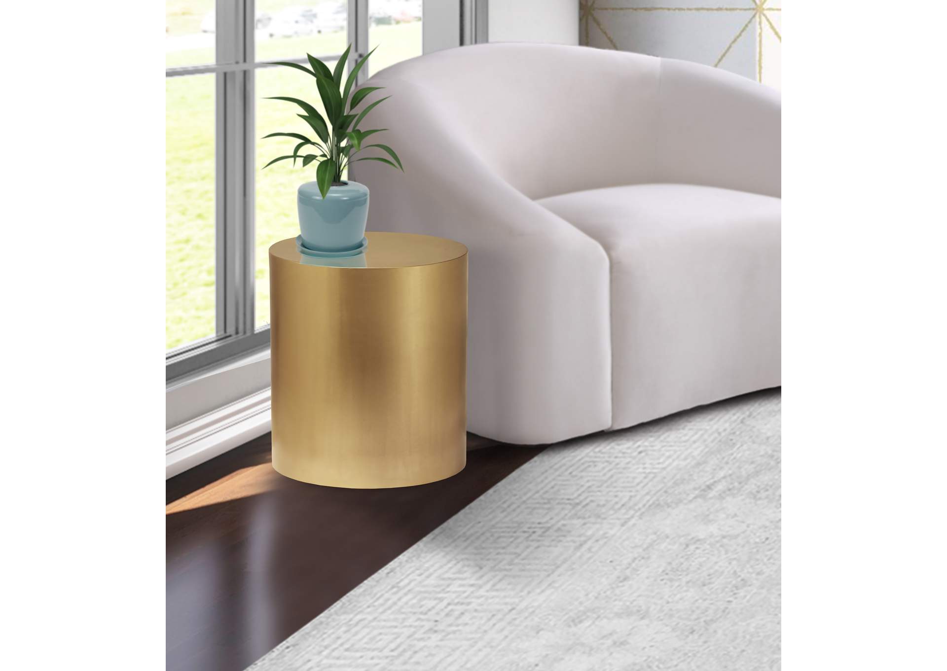 Cylinder Brushed Gold End Table,Meridian Furniture