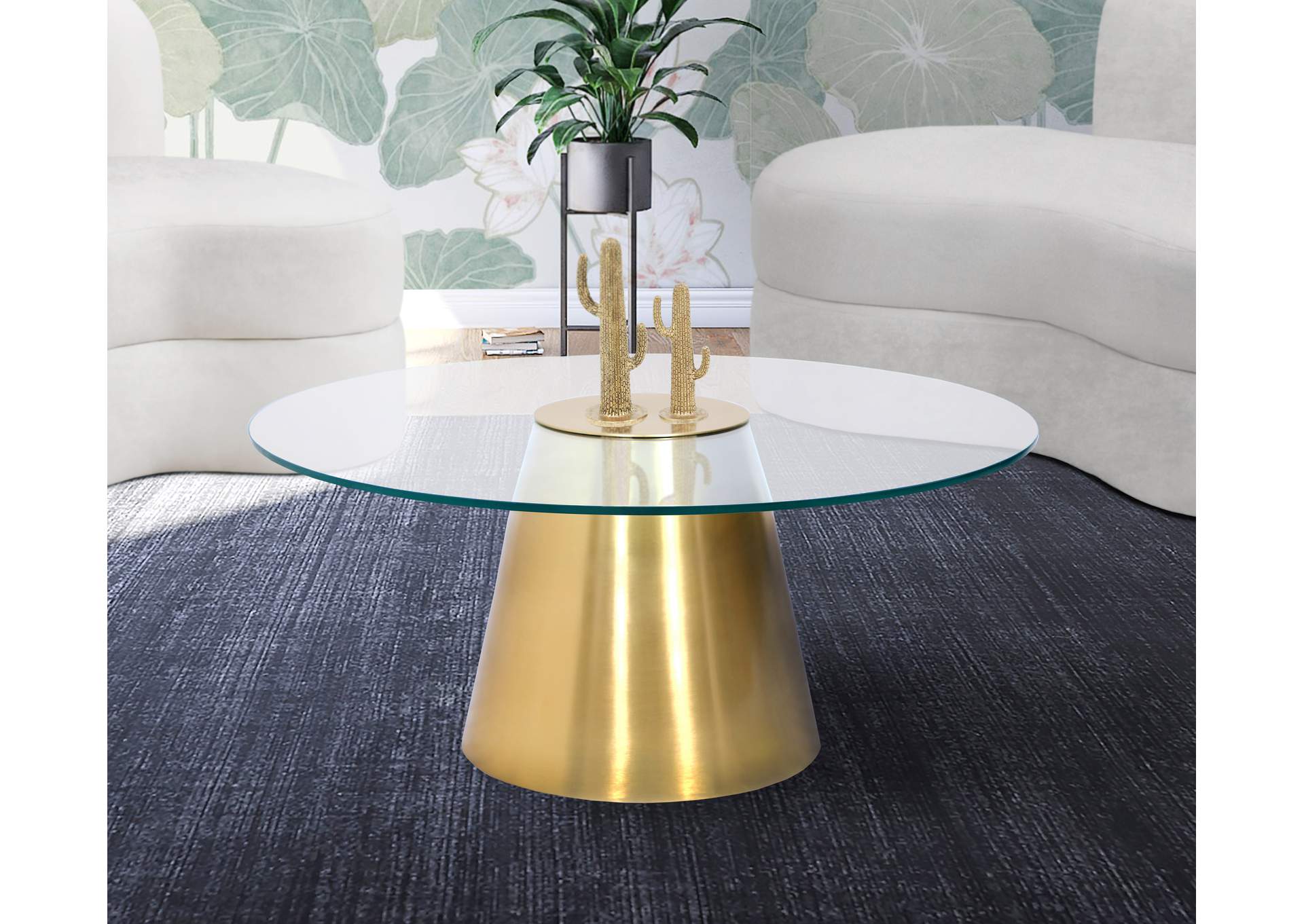 Glassimo Brushed Gold Coffee Table,Meridian Furniture