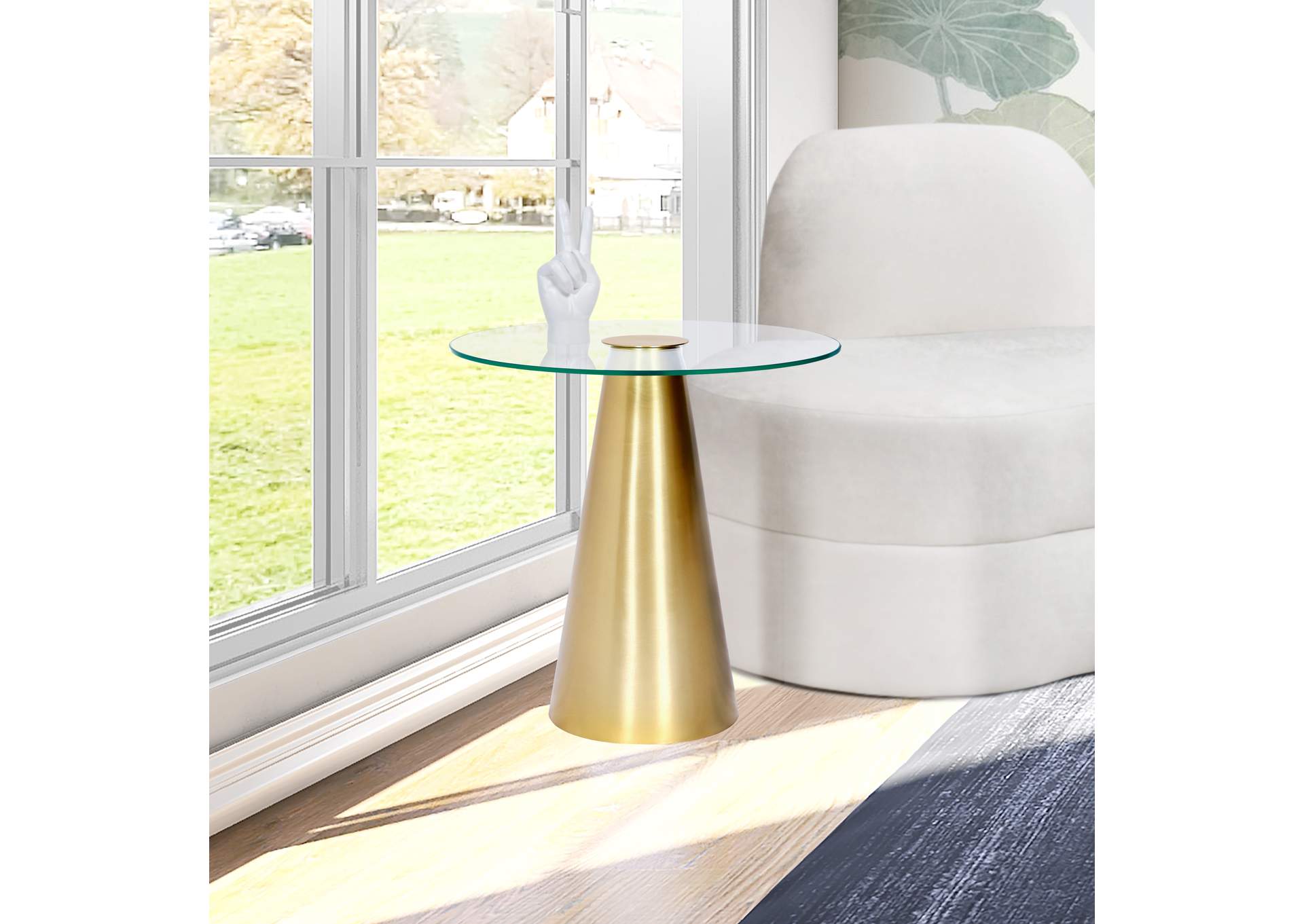 Glassimo Brushed Gold End Table,Meridian Furniture