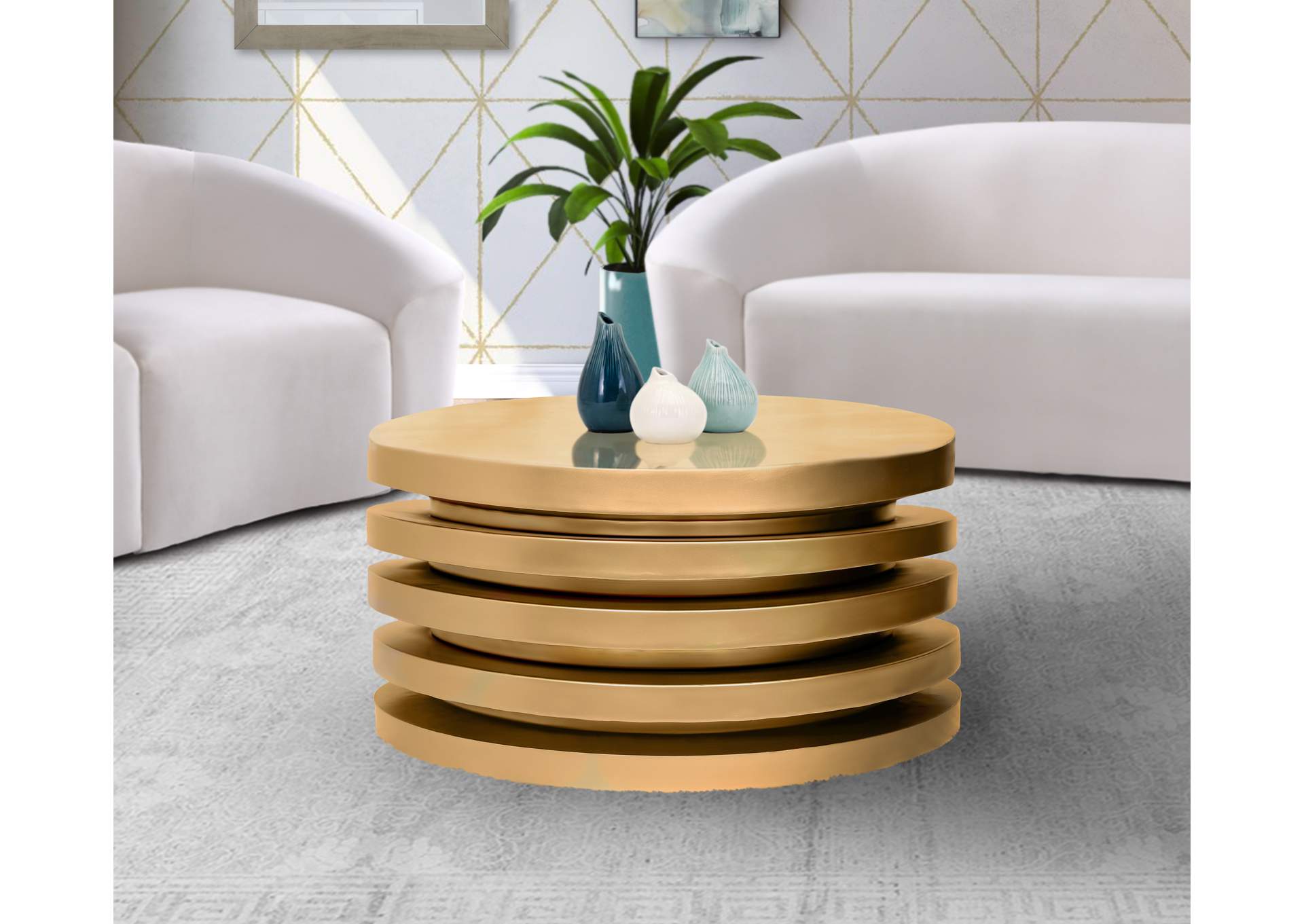 Levels Brushed Gold Coffee Table,Meridian Furniture