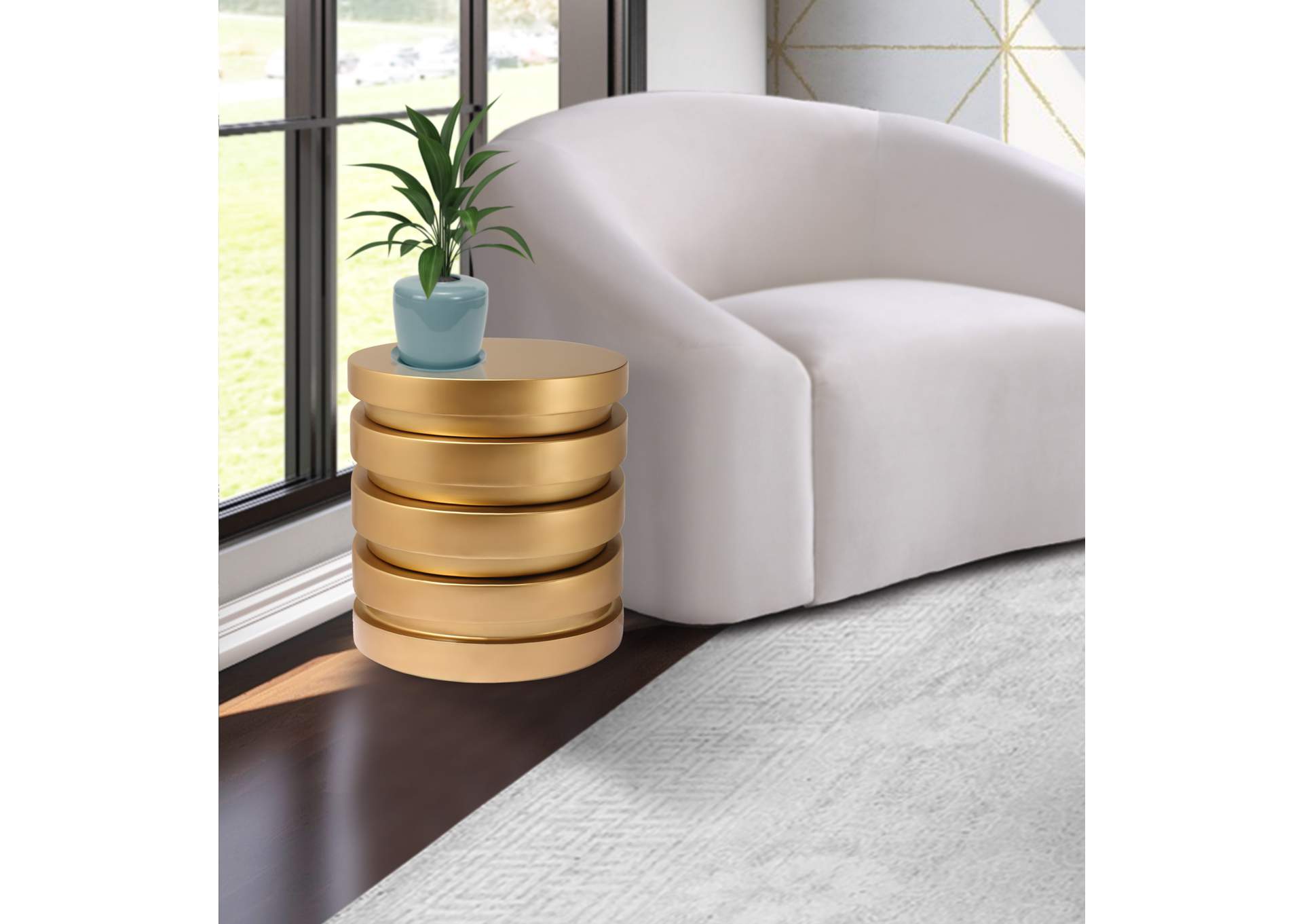 Levels Brushed Gold End Table,Meridian Furniture