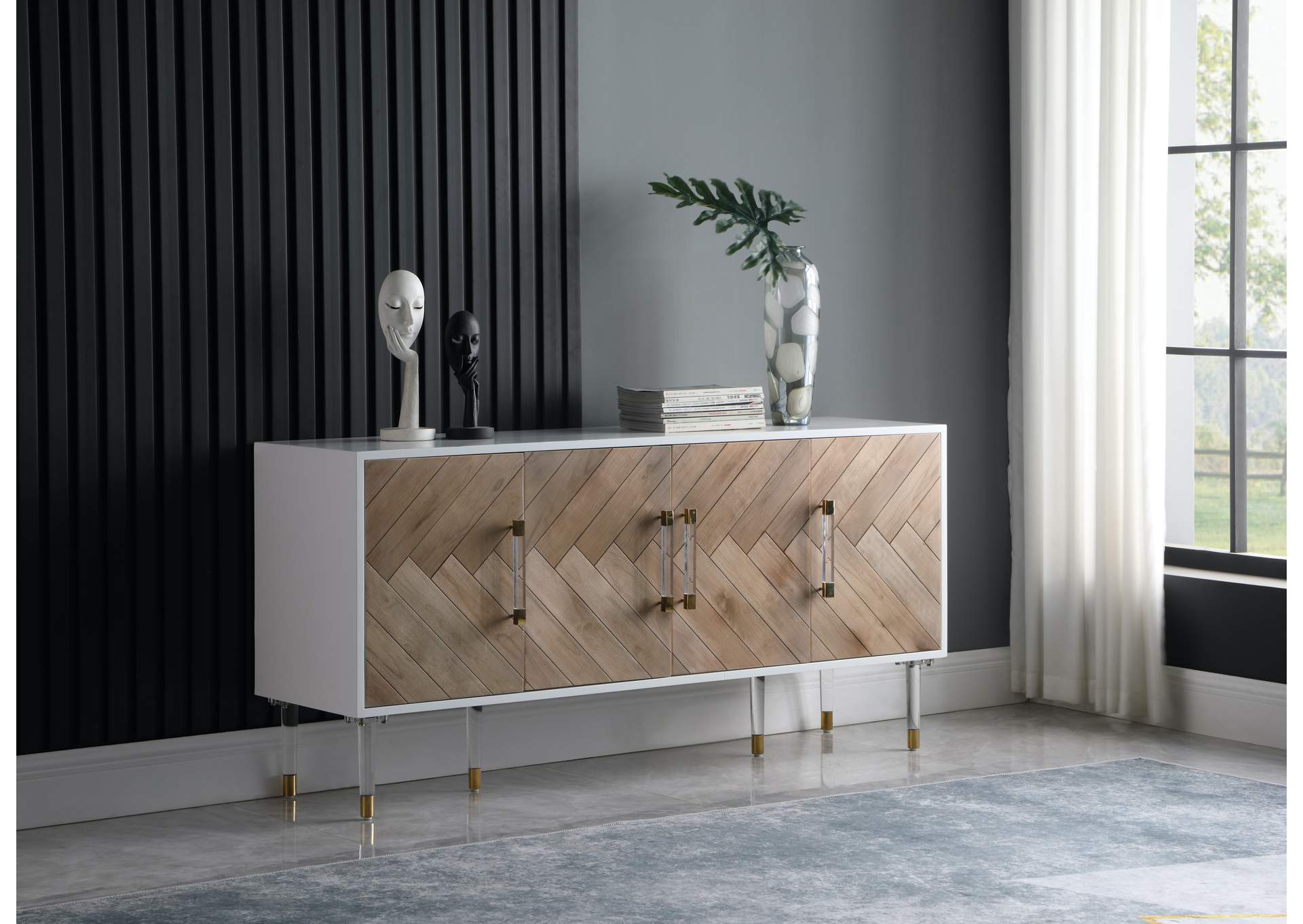 Jive White Lacquer Sideboard - Buffet,Meridian Furniture