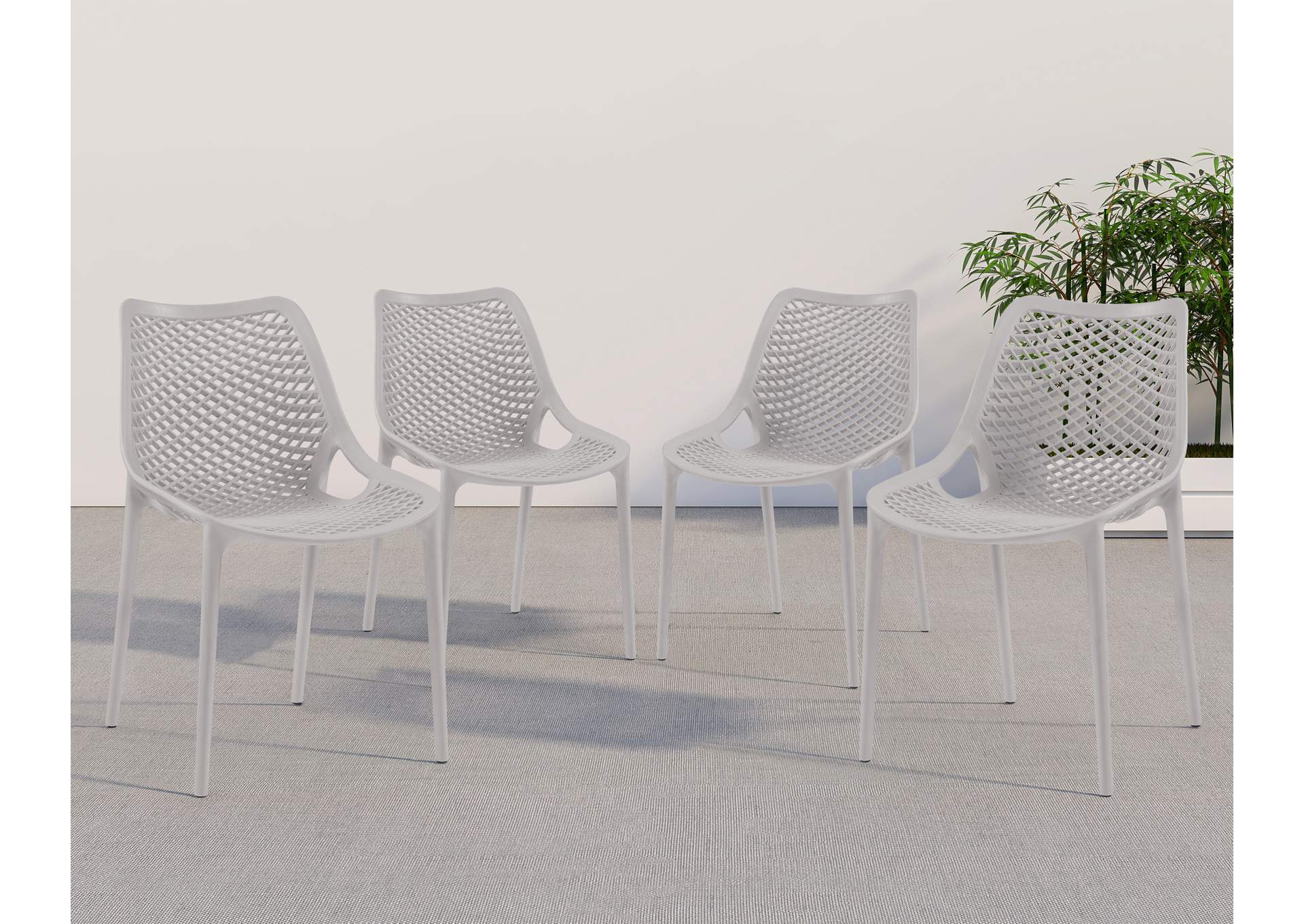 Mykonos Grey Outdoor Patio Dining Chair Set of 4,Meridian Furniture