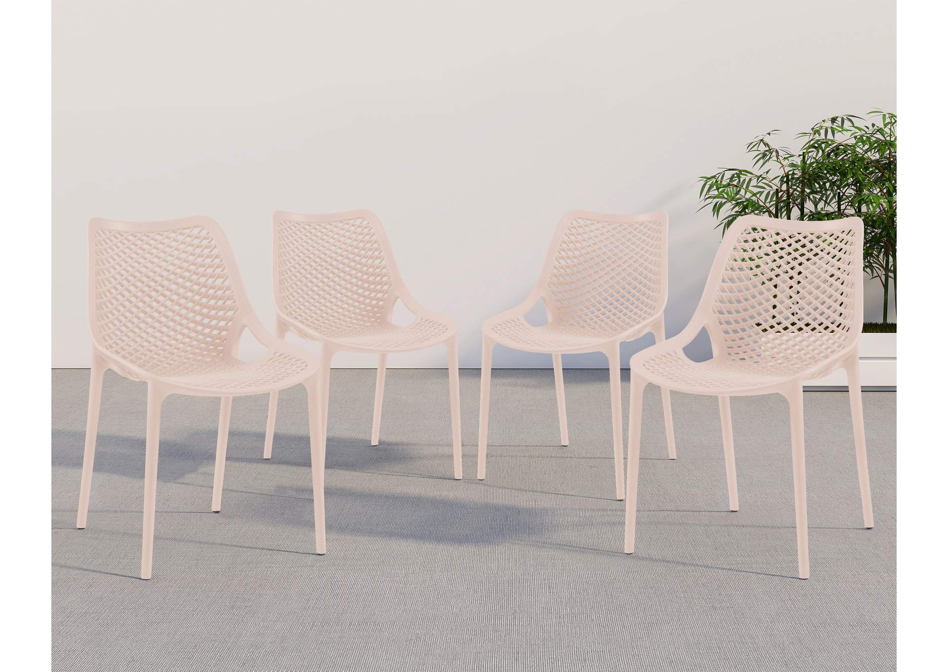 Mykonos Pink Outdoor Patio Dining Chair Set of 4,Meridian Furniture