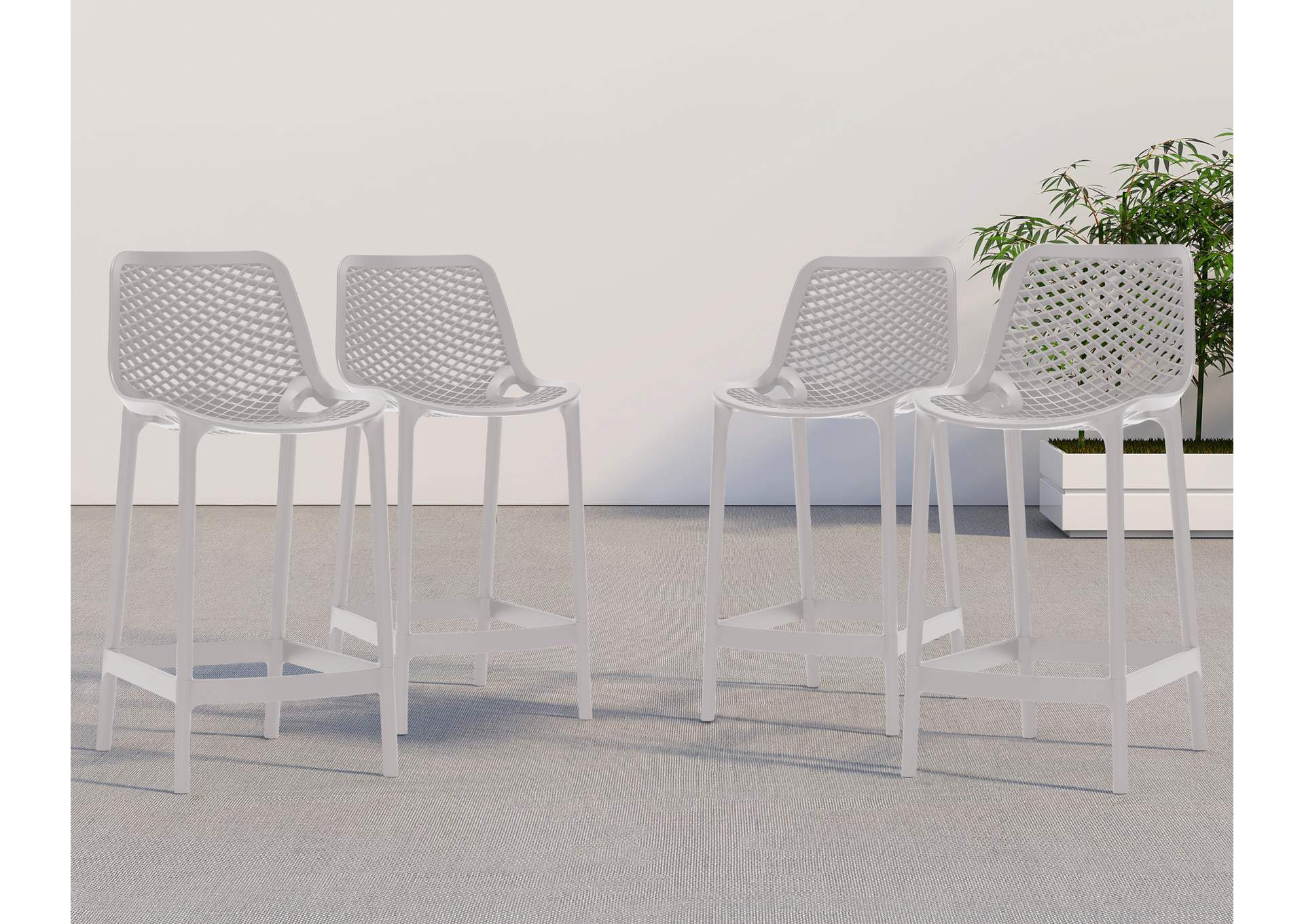 Mykonos Grey Outdoor Patio Stool Set of 4,Meridian Furniture