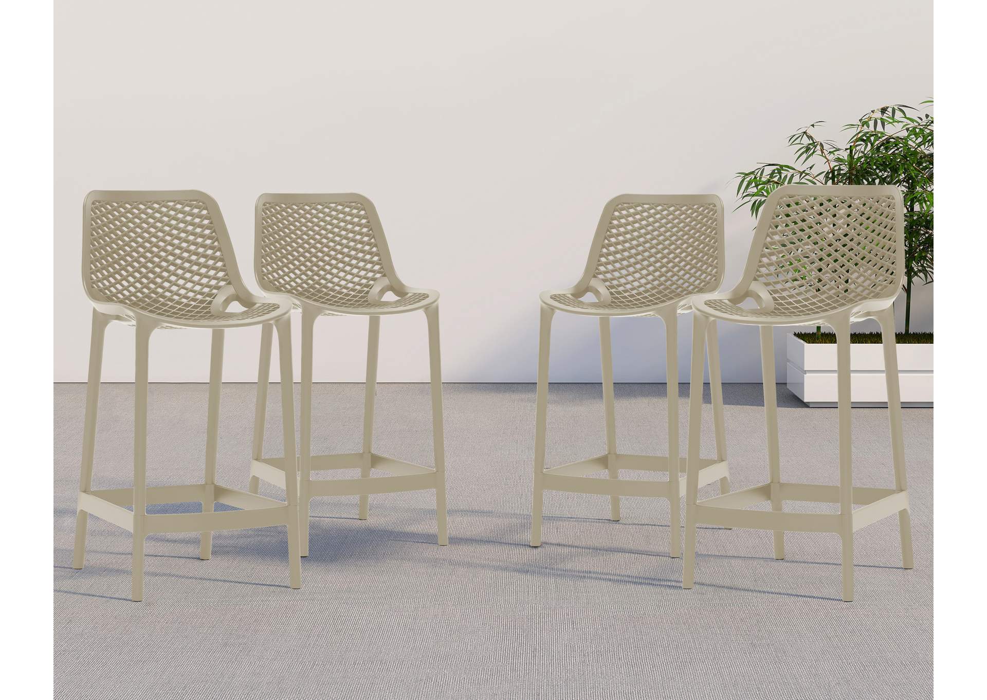 Mykonos Taupe Outdoor Patio Stool Set of 4,Meridian Furniture