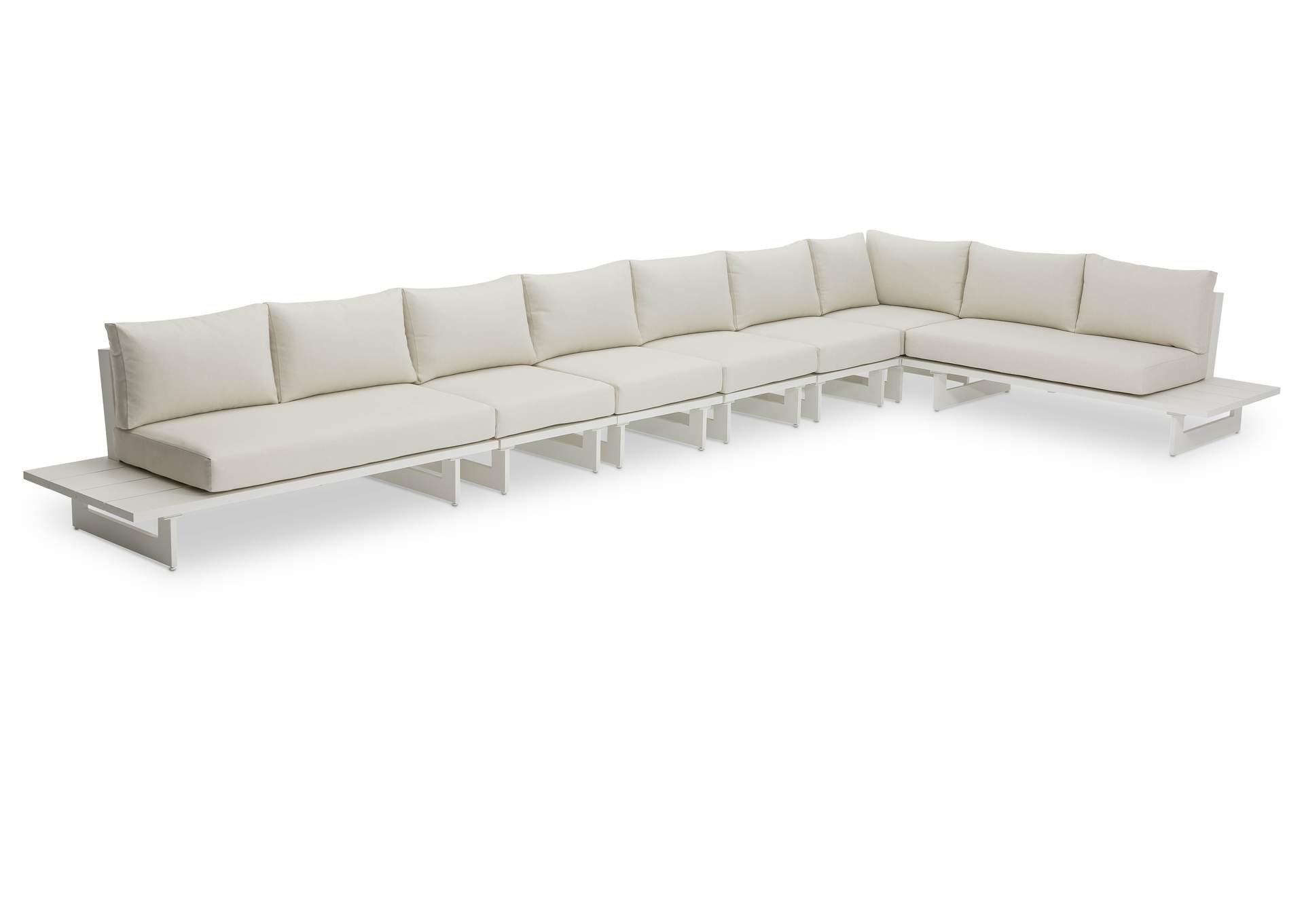 Maldives Cream Water Resistant Fabric Outdoor Patio Modular Sectional,Meridian Furniture