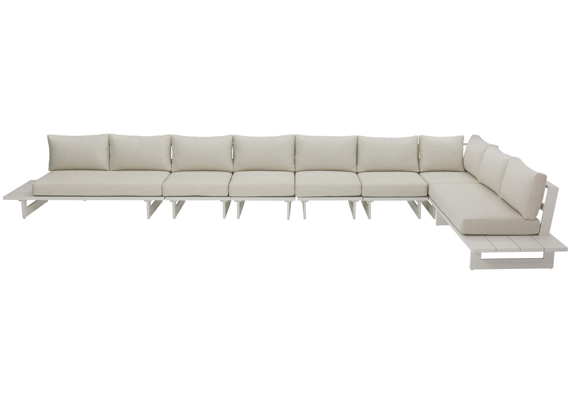 Maldives Cream Water Resistant Fabric Outdoor Patio Modular Sectional,Meridian Furniture