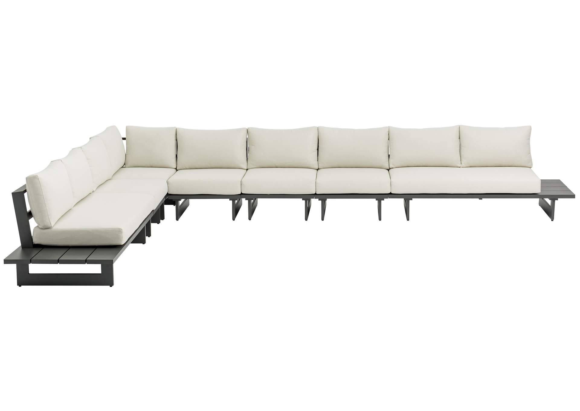 Maldives Cream Water Resistant Fabric Outdoor Patio Modular Sectional,Meridian Furniture