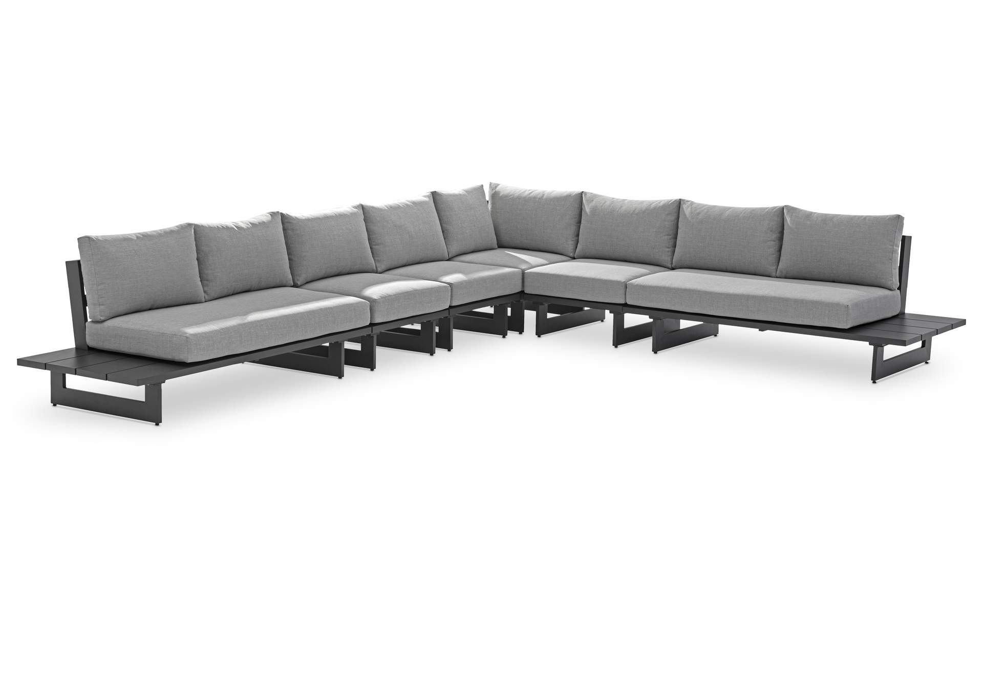 Maldives Grey Water Resistant Fabric Outdoor Patio Modular Sectional,Meridian Furniture