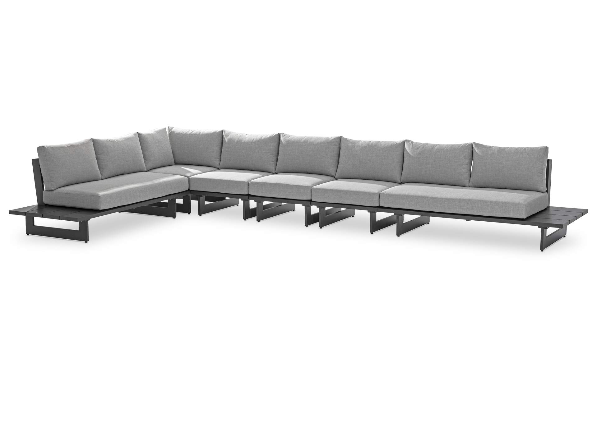 Maldives Grey Water Resistant Fabric Outdoor Patio Modular Sectional,Meridian Furniture