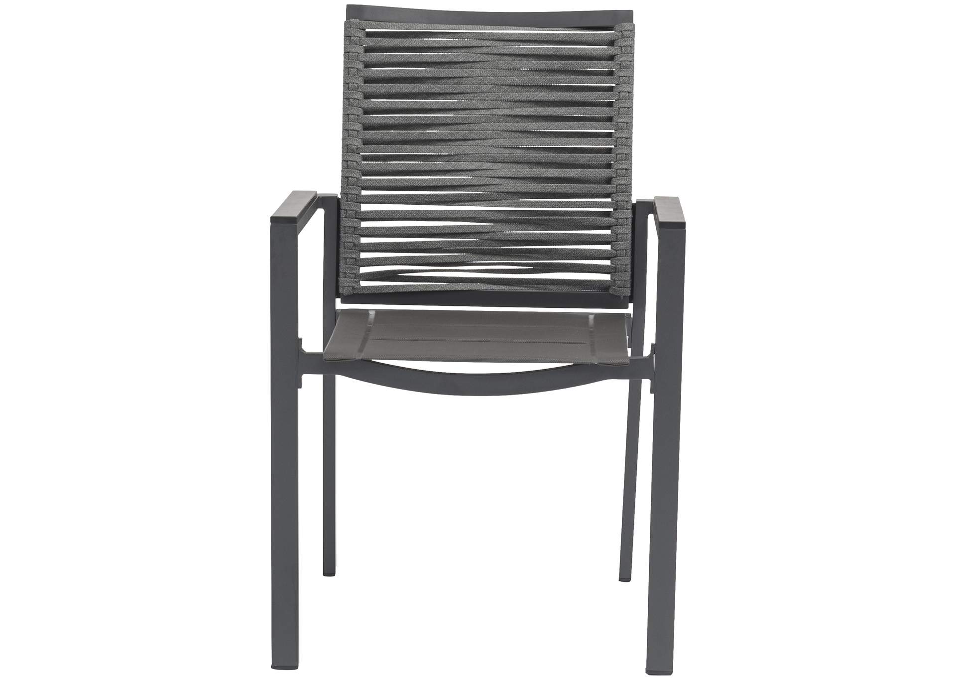 Maldives Grey Rope Fabric Outdoor Patio Dining Arm Chair Set of 2,Meridian Furniture