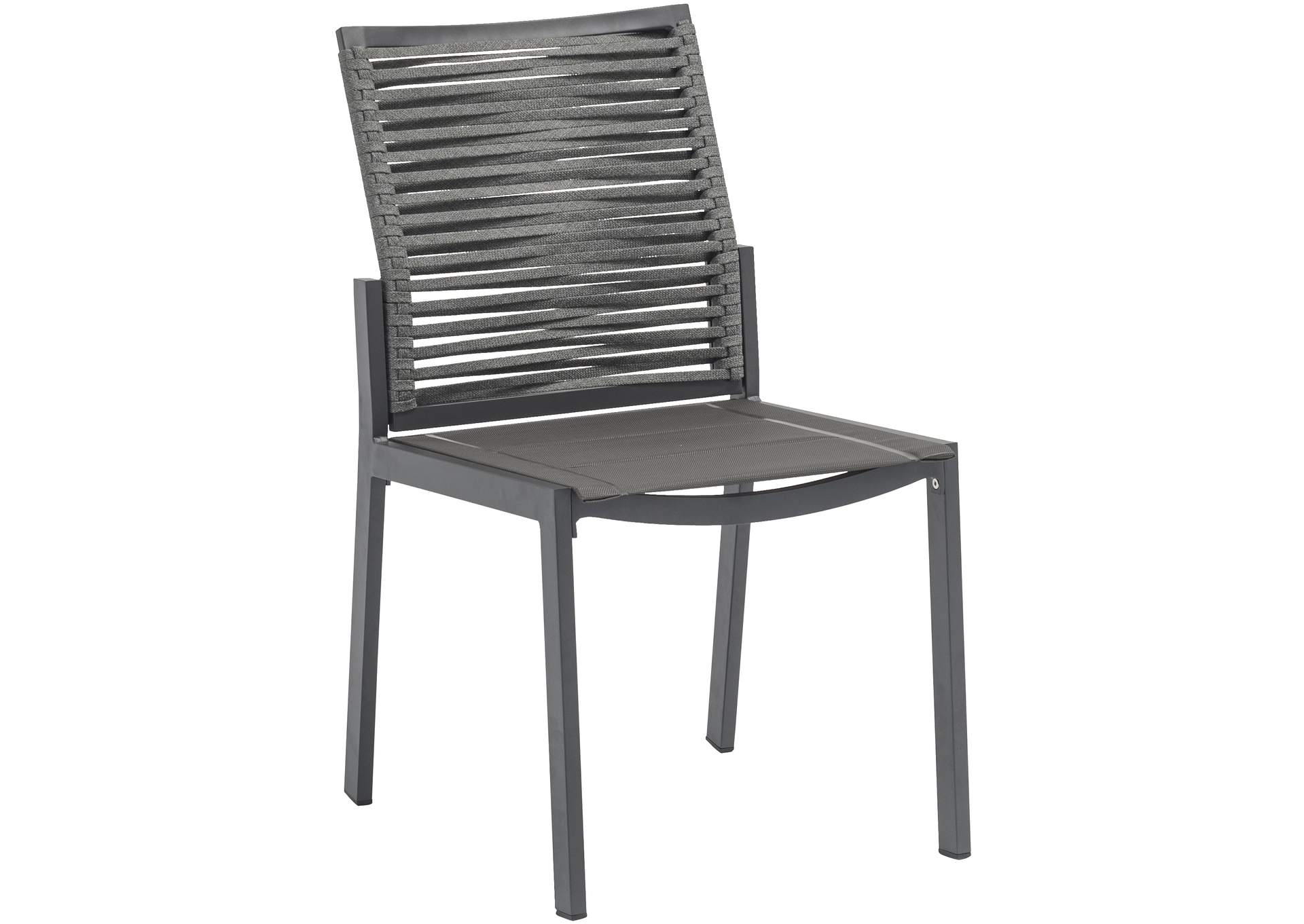 Maldives Grey Rope Fabric Outdoor Patio Dining Side Chair Set of 2,Meridian Furniture