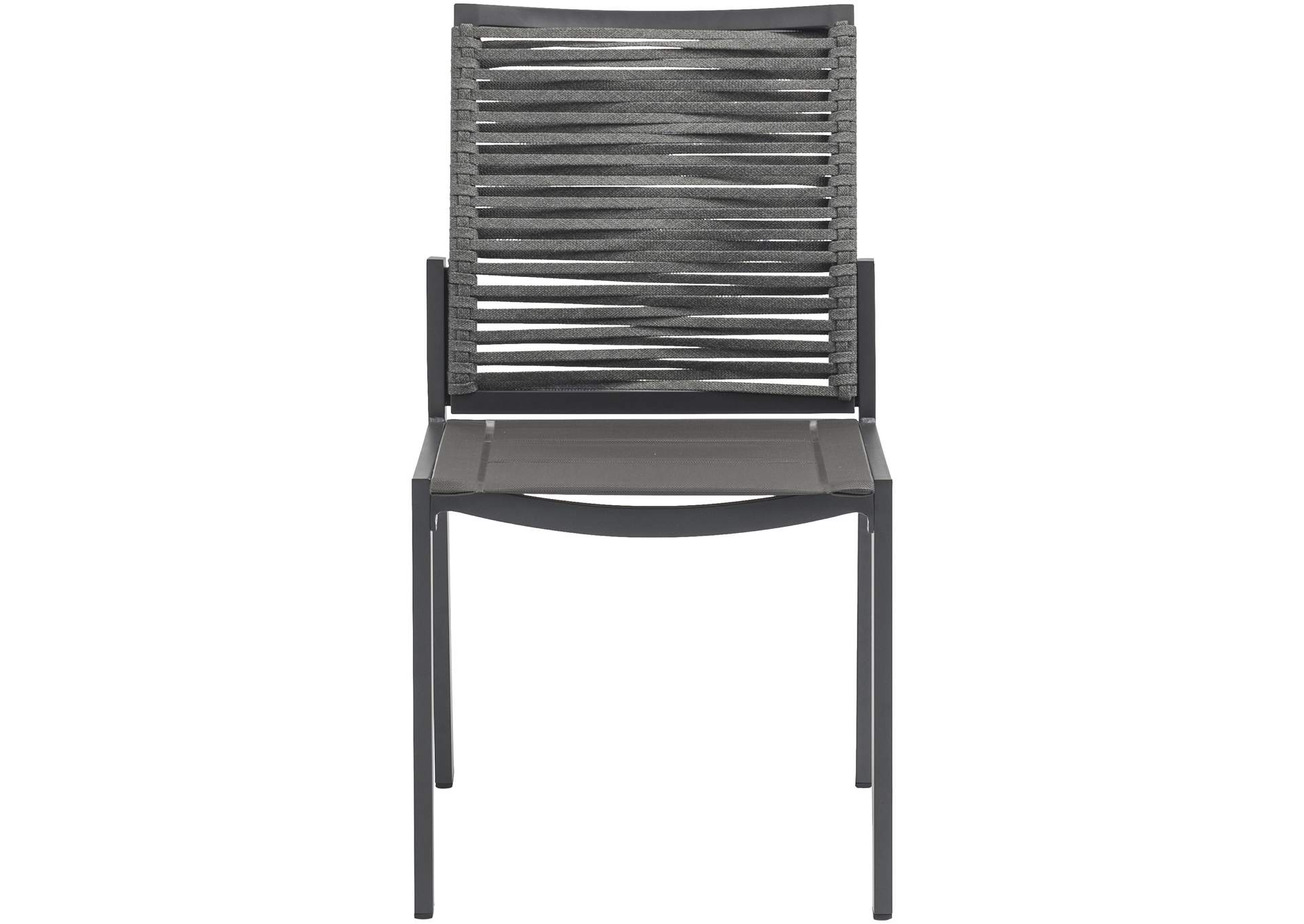 Maldives Grey Rope Fabric Outdoor Patio Dining Side Chair Set of 2,Meridian Furniture