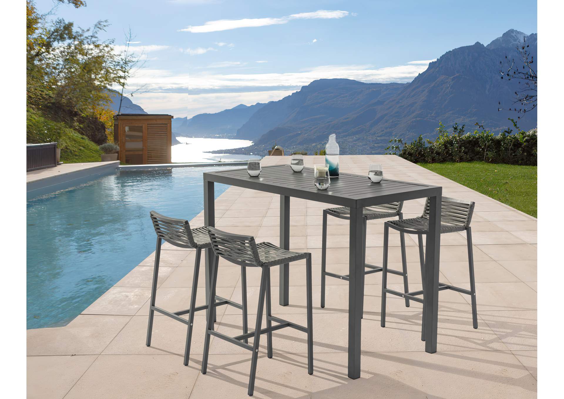 Maldives Outdoor Patio Rectangle Bar Table,Meridian Furniture