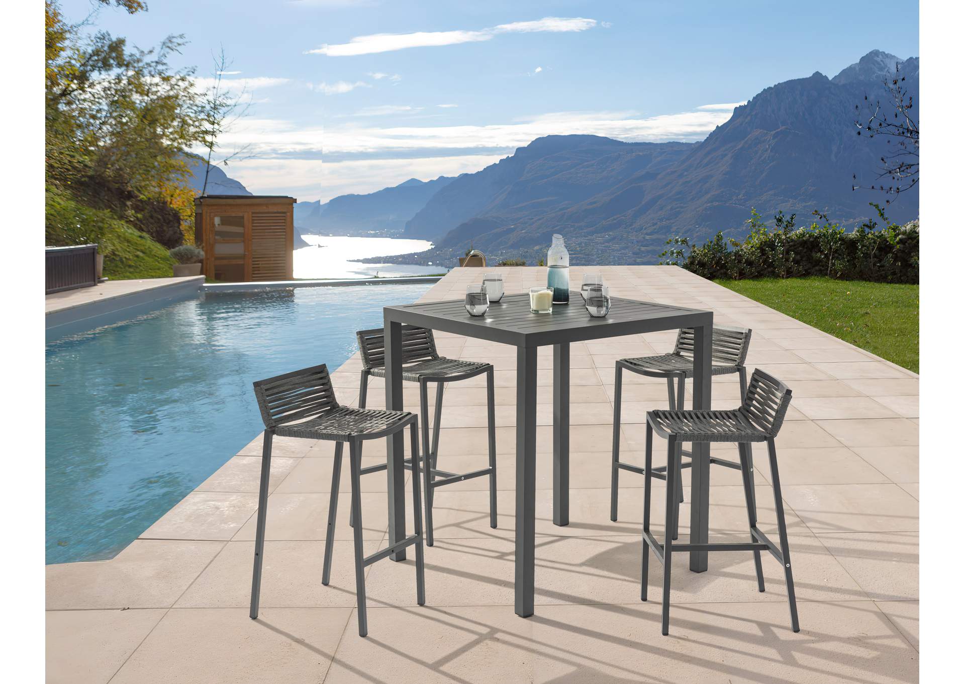 Maldives Outdoor Patio Square Bar Table,Meridian Furniture