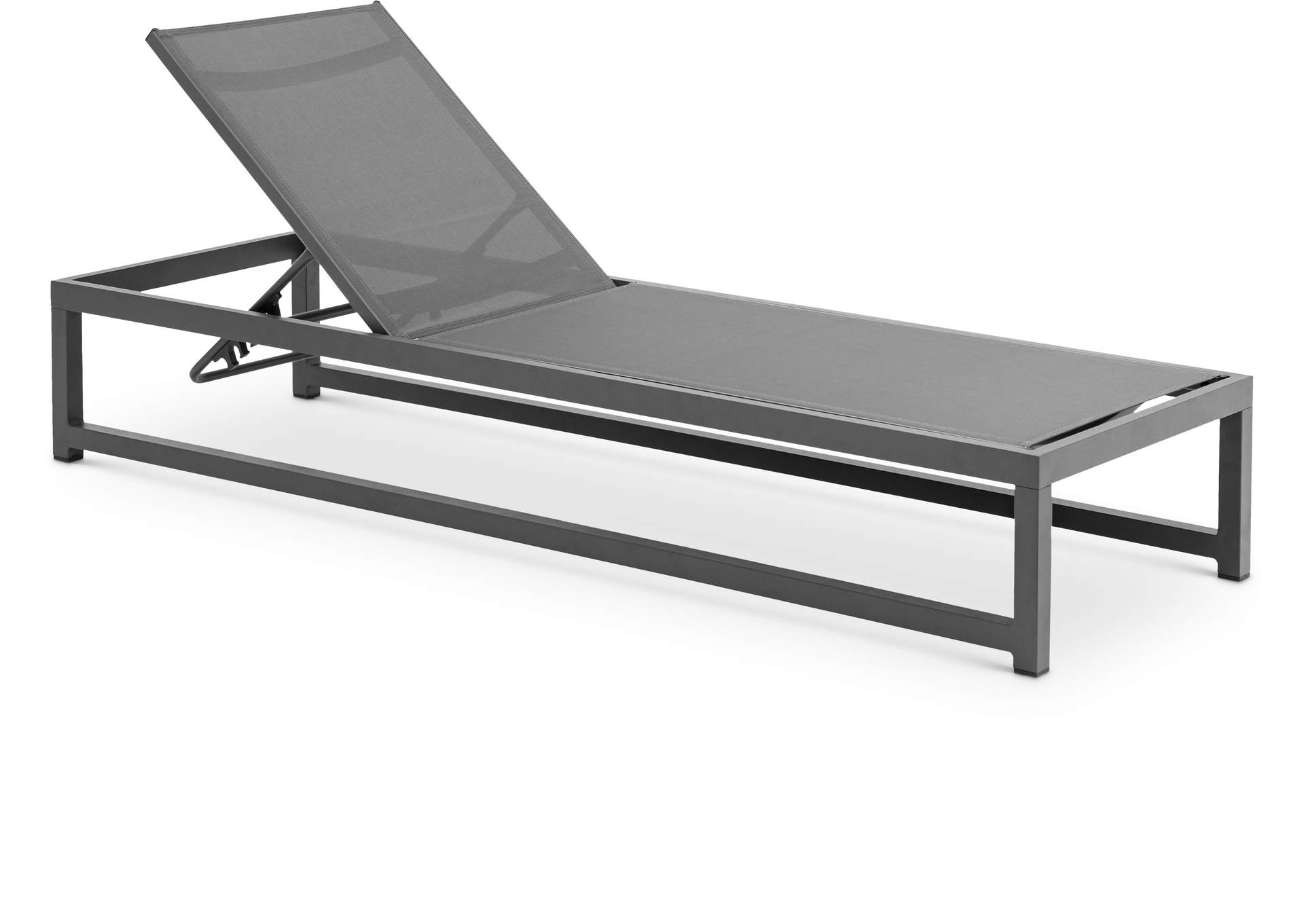 Maldives Grey Mesh Water Resistant Fabric Outdoor Patio Adjustable Sun Chaise Lounge Chair,Meridian Furniture