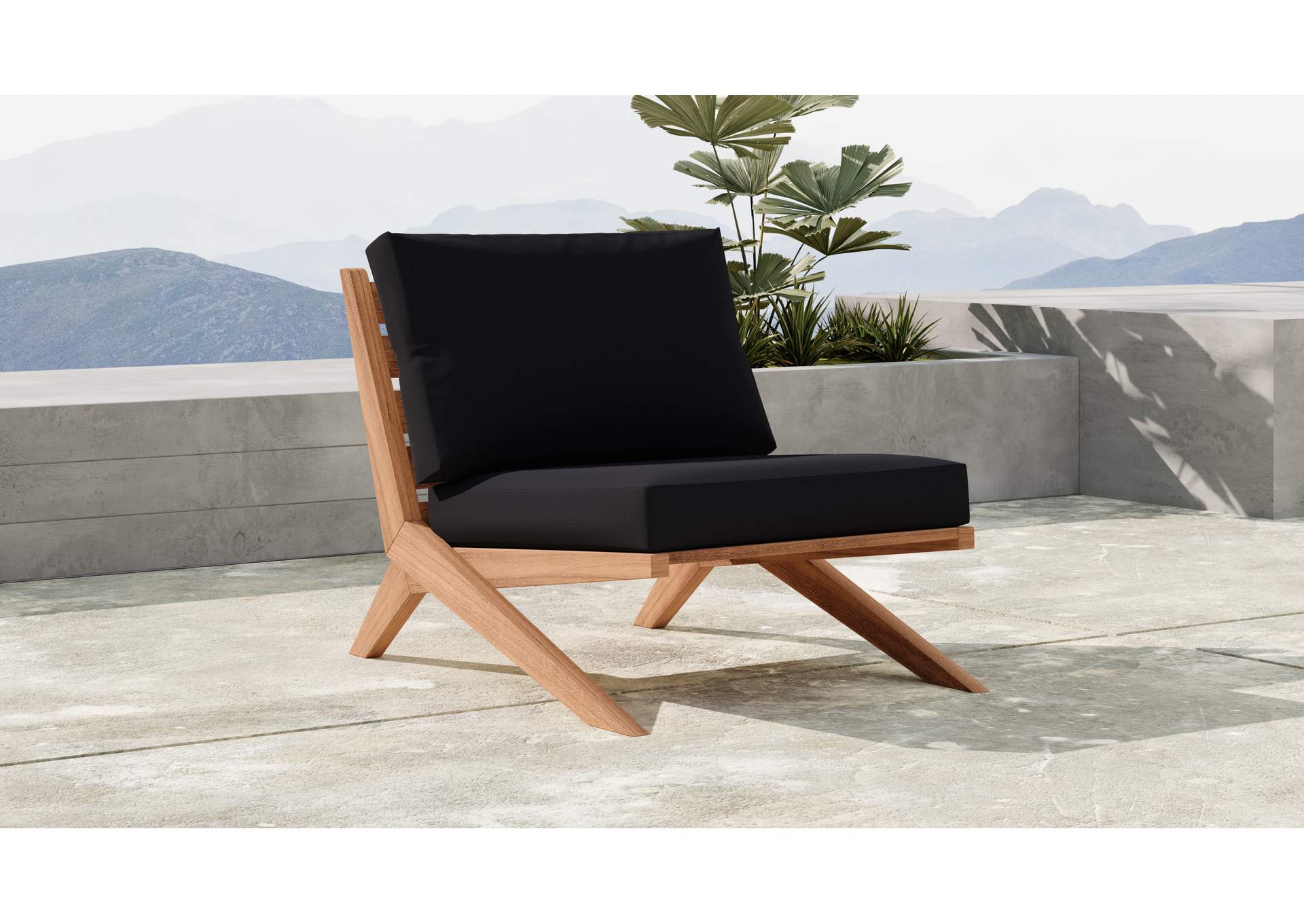 Tahiti Black Water Resistant Fabric Outdoor Chair,Meridian Furniture