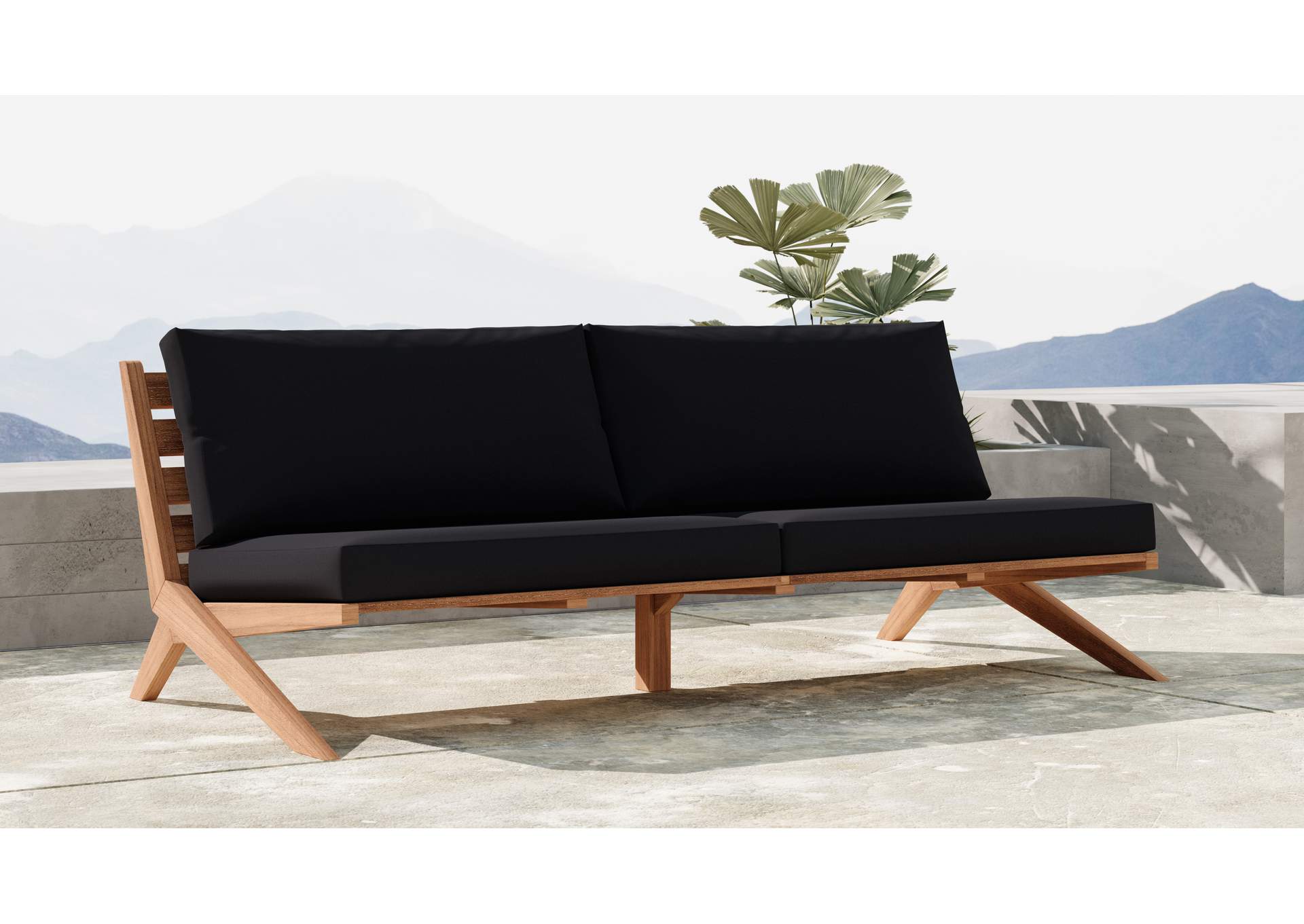 Tahiti Black Water Resistant Fabric Outdoor Sofa,Meridian Furniture