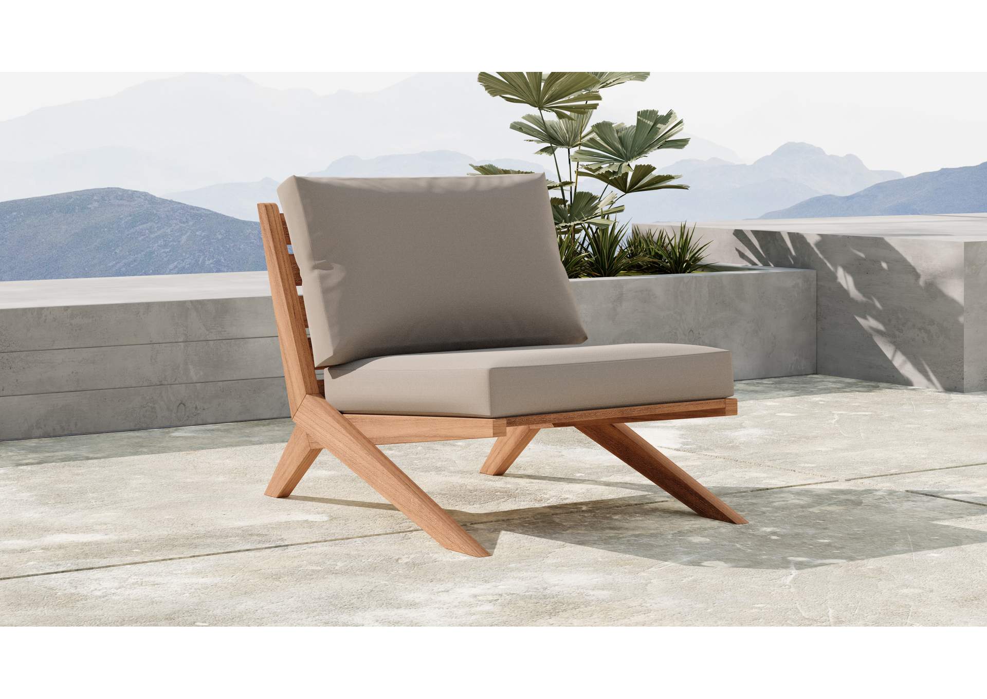 Tahiti Grey Water Resistant Fabric Outdoor Chair,Meridian Furniture